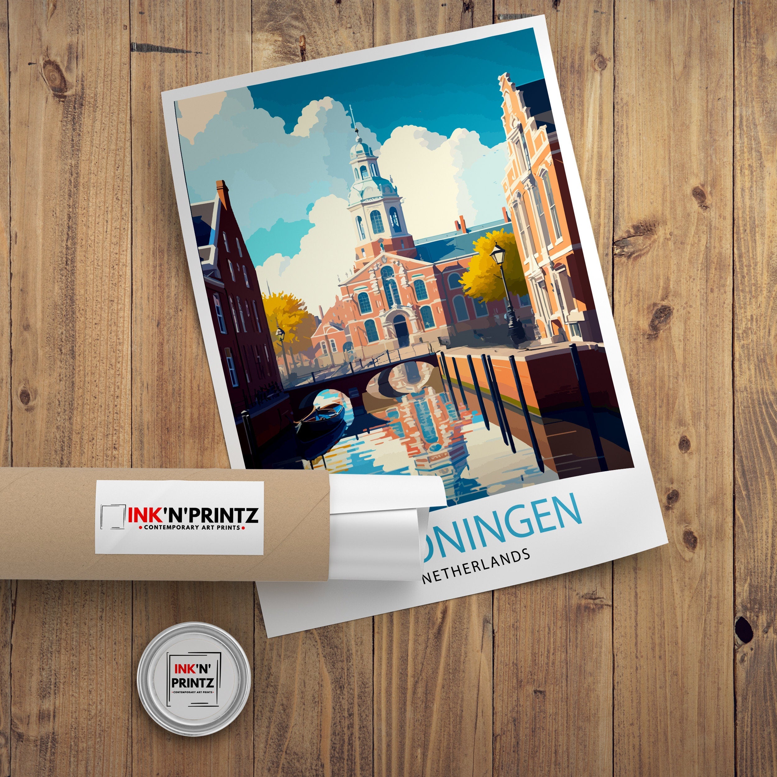 Groningen Netherlands Travel Poster, Cityscape Art Print