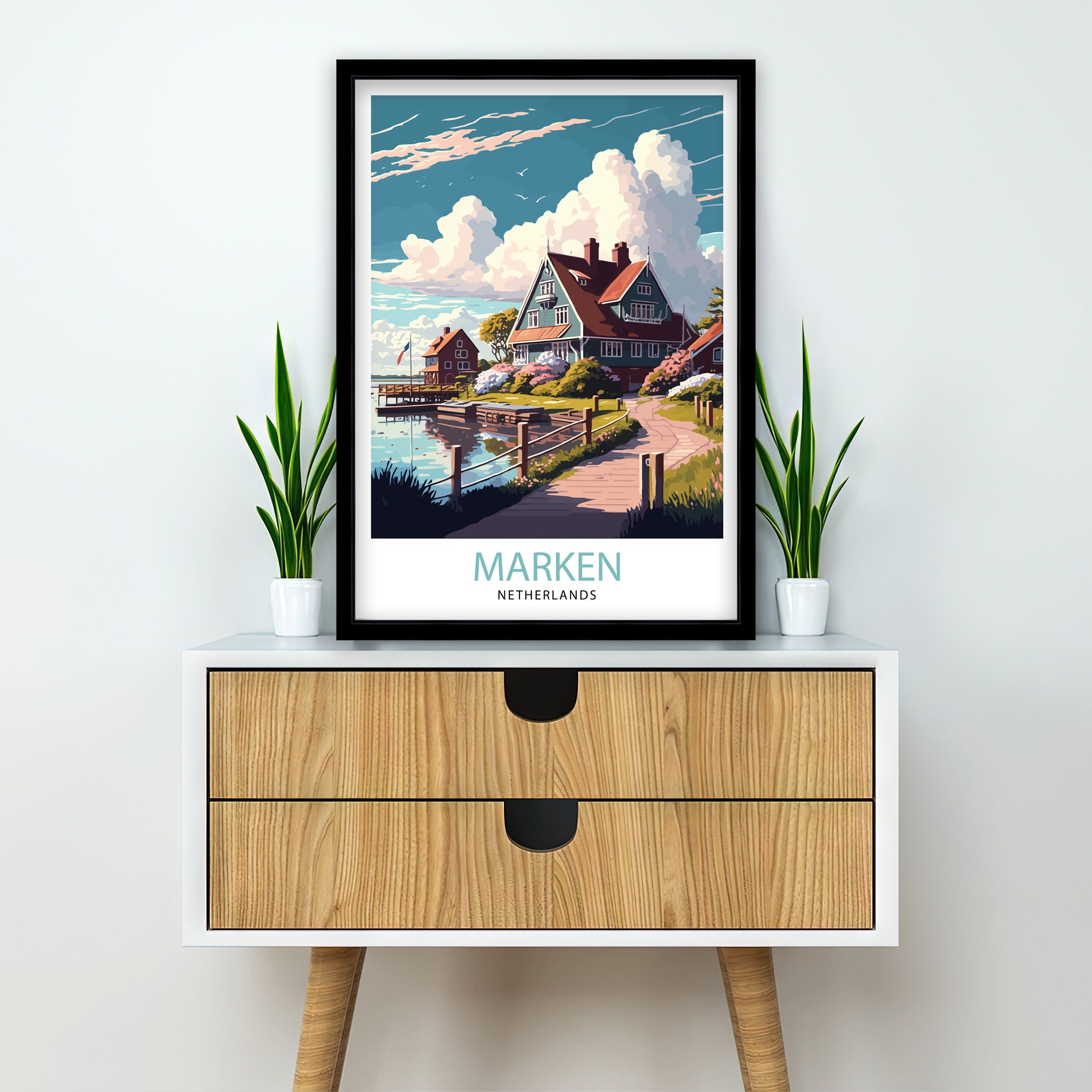 Marken Netherlands Travel Poster: Village Art Print