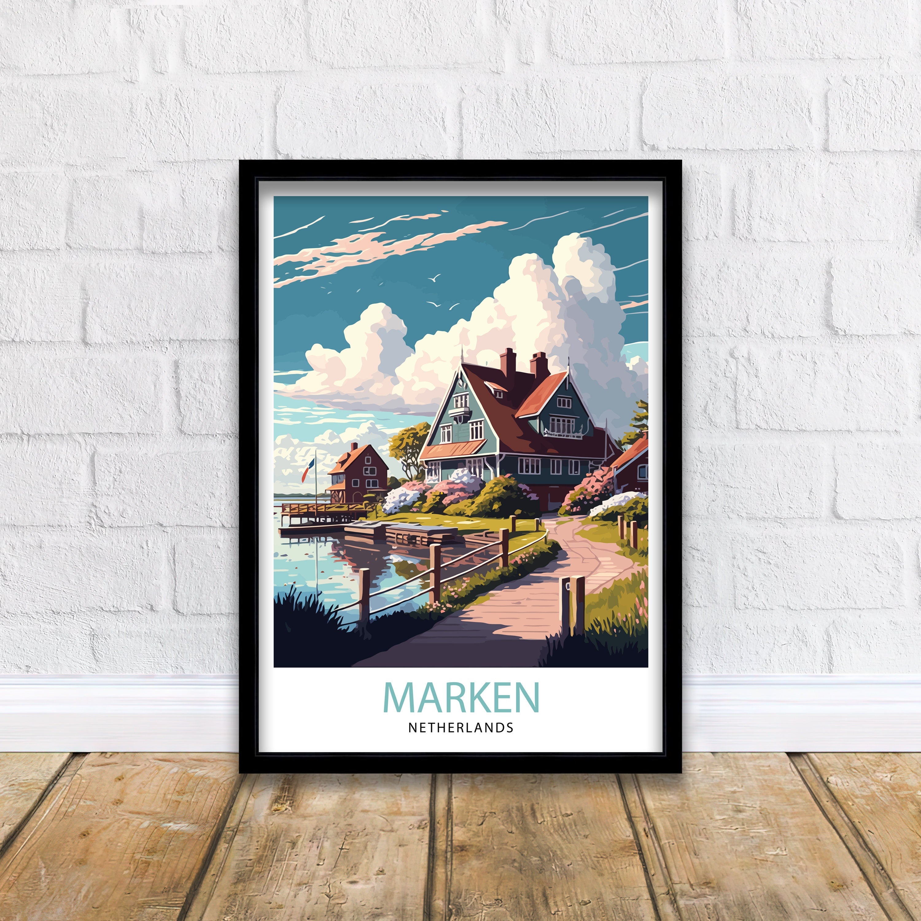 Marken Netherlands Travel Poster: Village Art Print