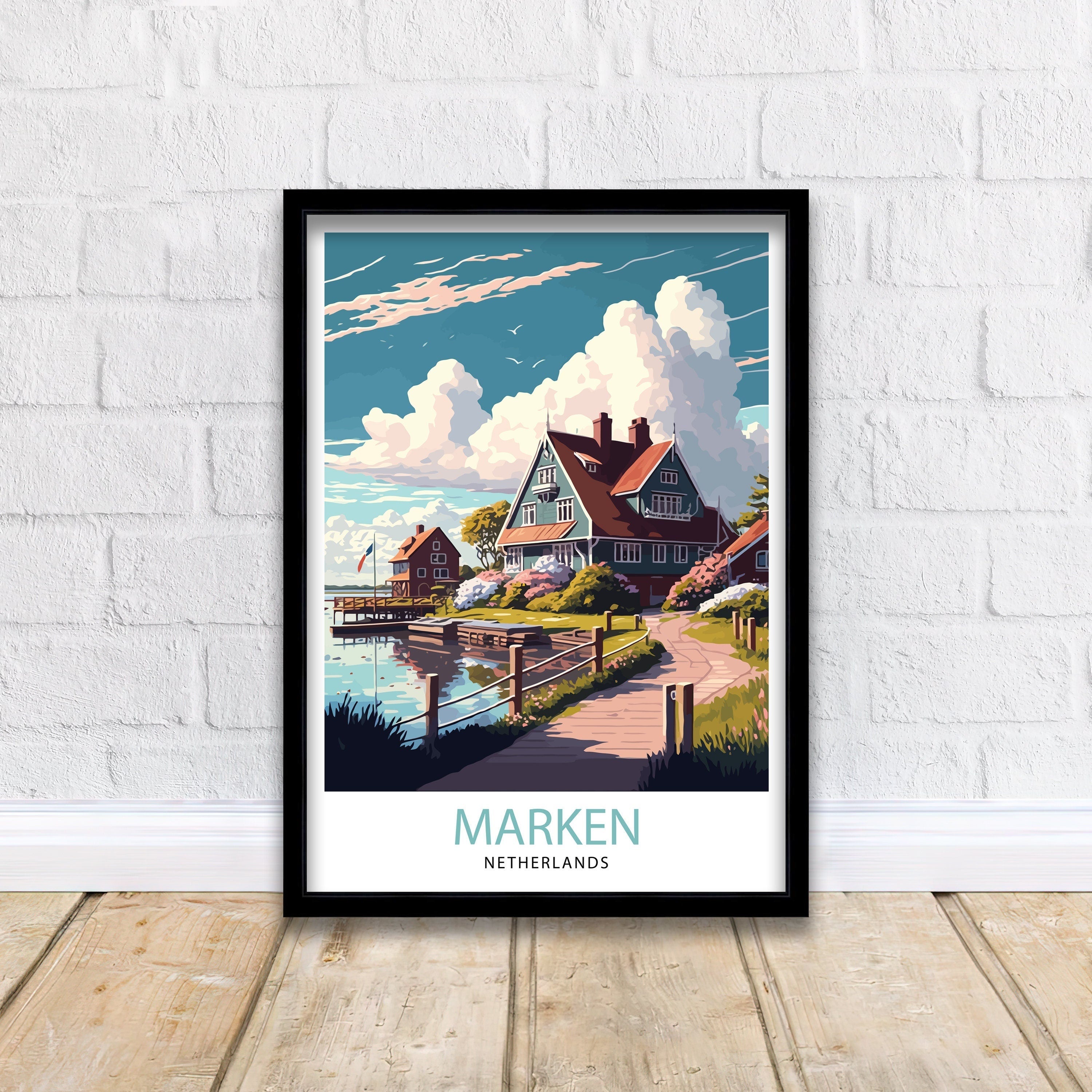 Marken Netherlands Travel Poster: Village Art Print