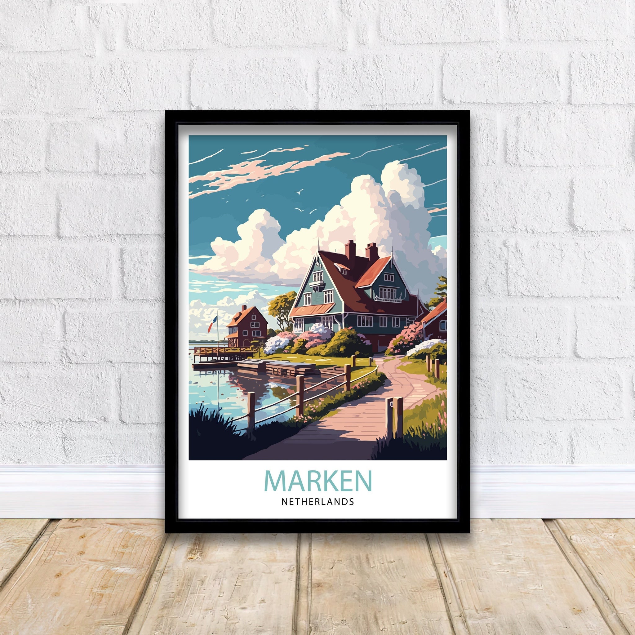 Marken Netherlands Travel Poster: Village Art Print