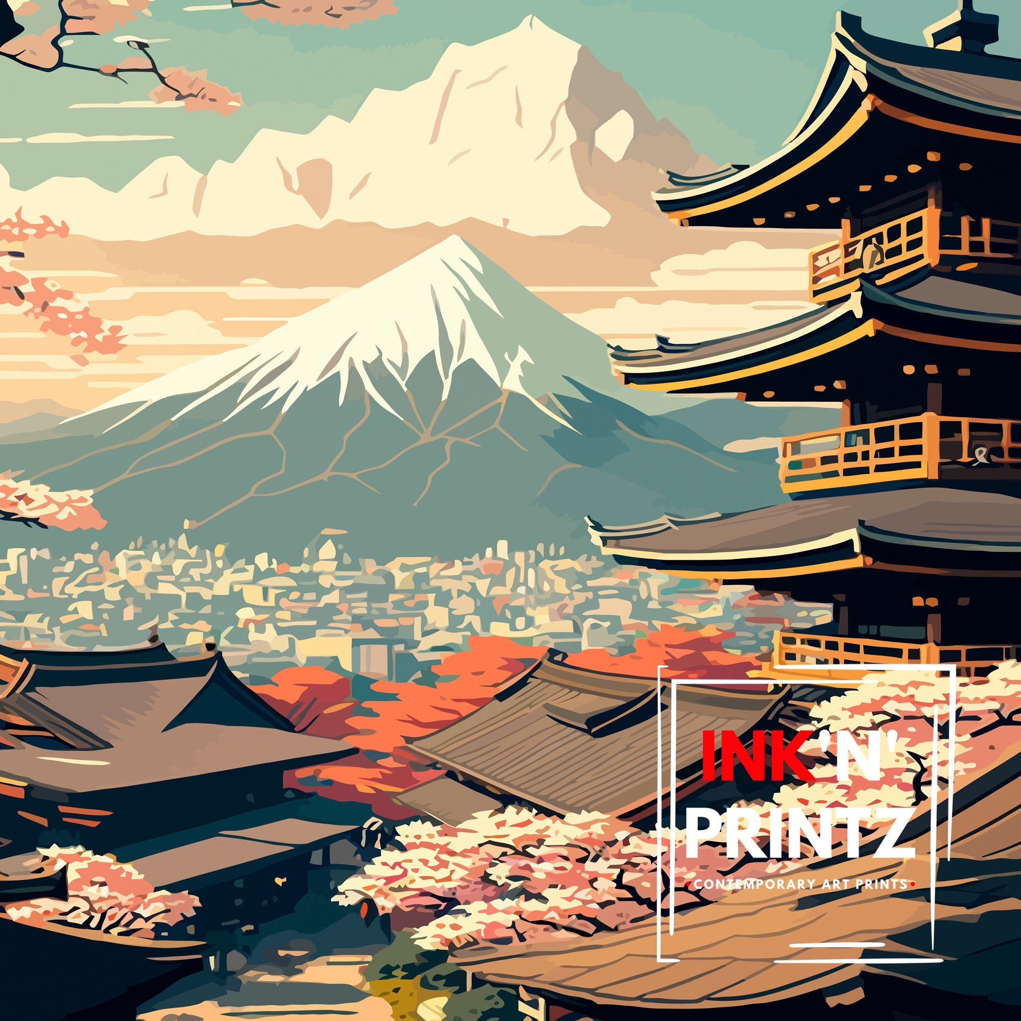Kyoto Japan Art Print, Fushimi Inari Shrine, Travel Poster