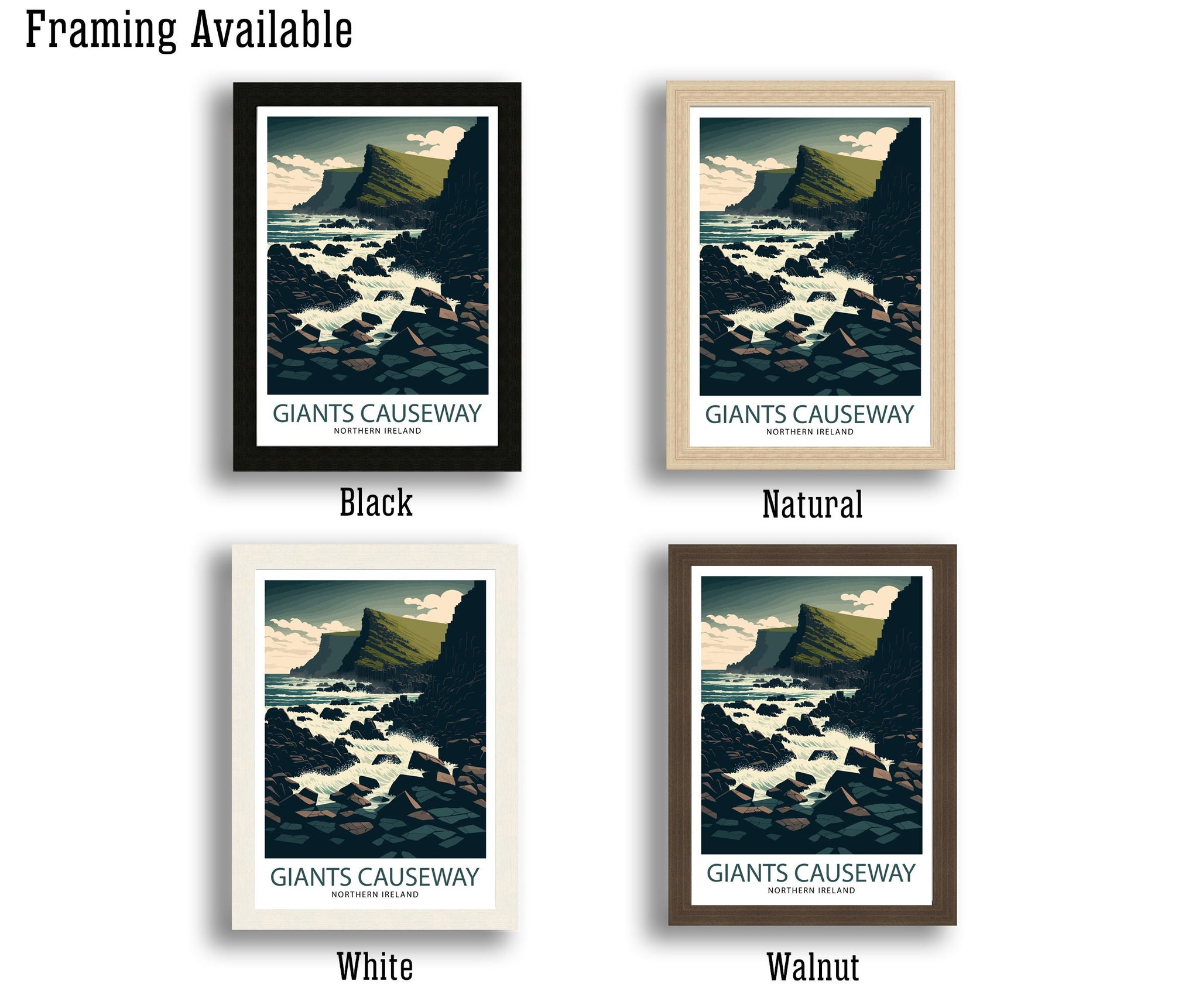 Giants Causeway Art Print | Northern Ireland Travel Poster