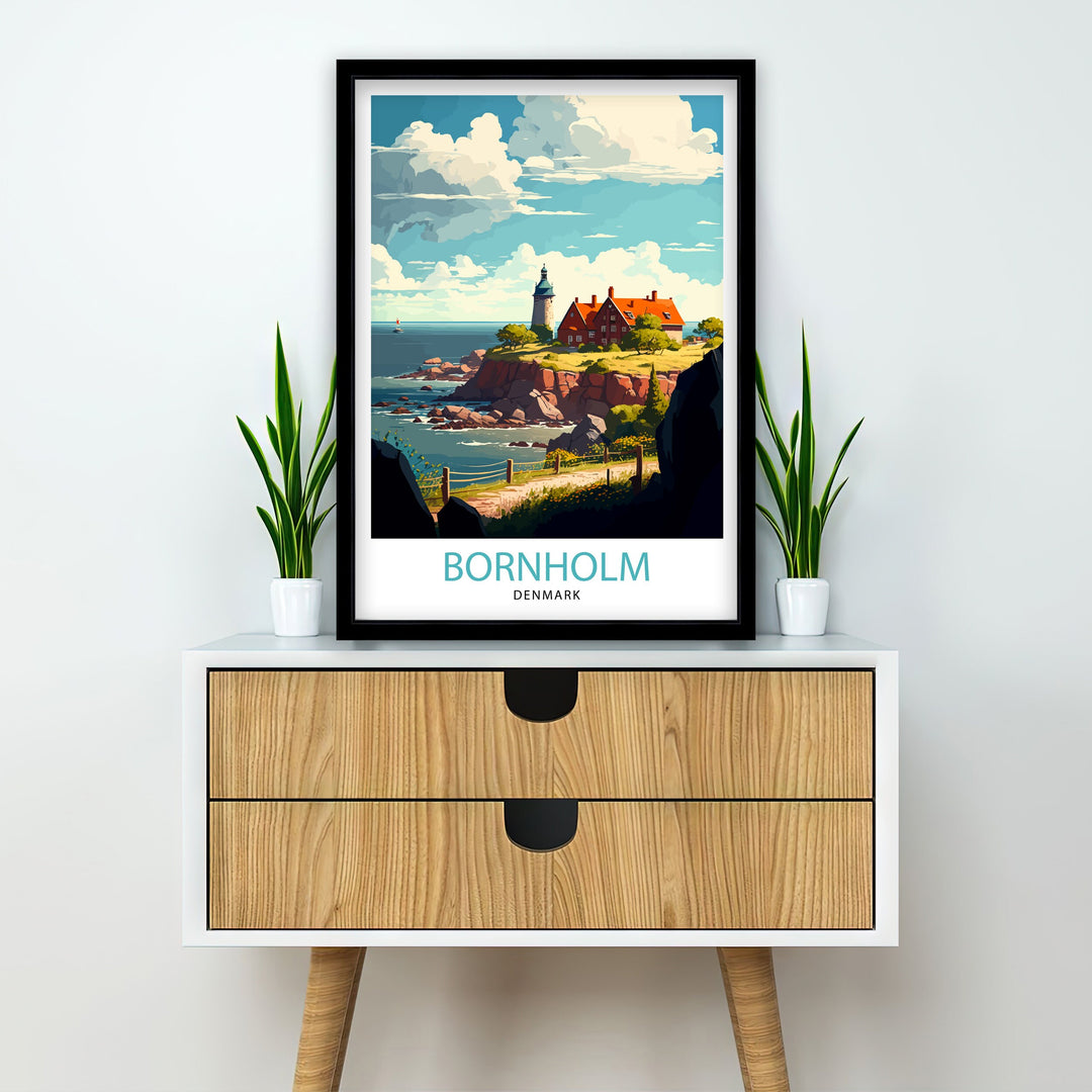 Bornholm Denmark Travel Poster Bornholm Wall Art Bornholm Island Illustration Poster Denmark Travel Decor Bornholm Gift