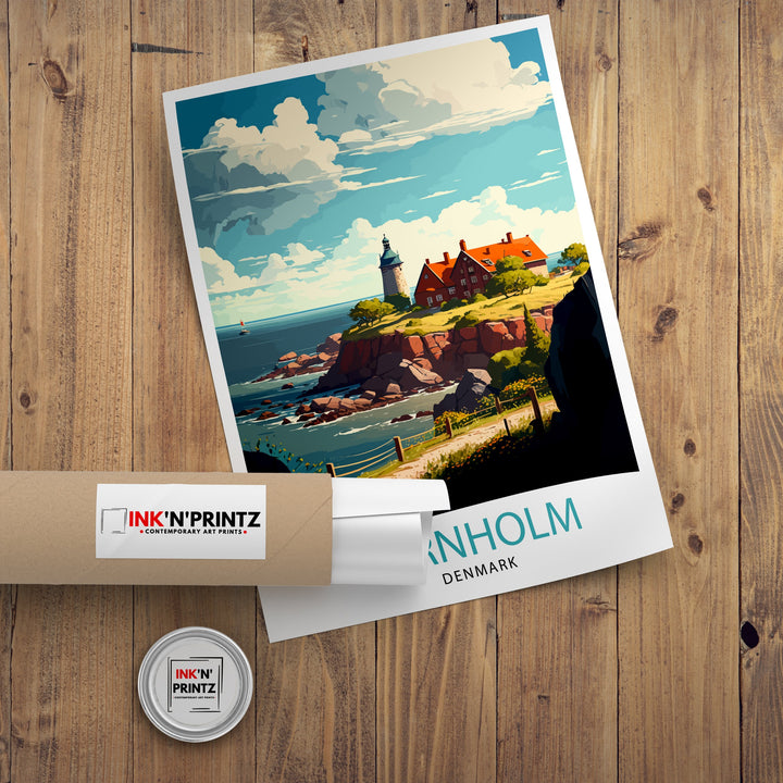 Bornholm Denmark Travel Poster Bornholm Wall Art Bornholm Island Illustration Poster Denmark Travel Decor Bornholm Gift