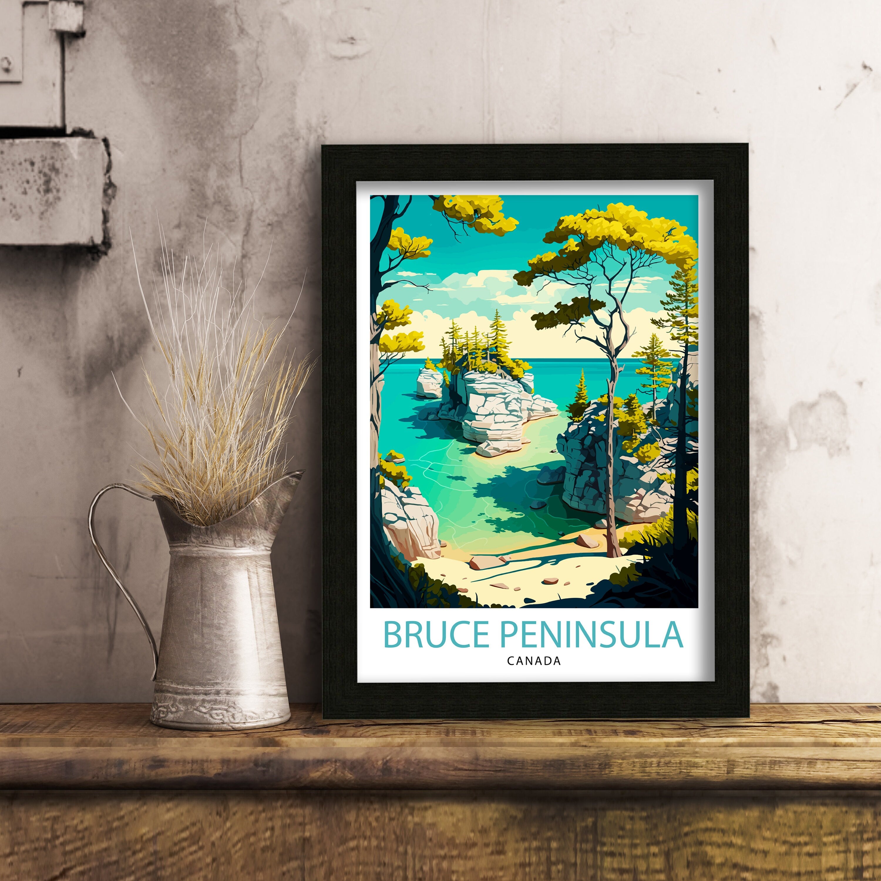 Bruce Peninsula National Park Travel Poster, Canada Landscape Art