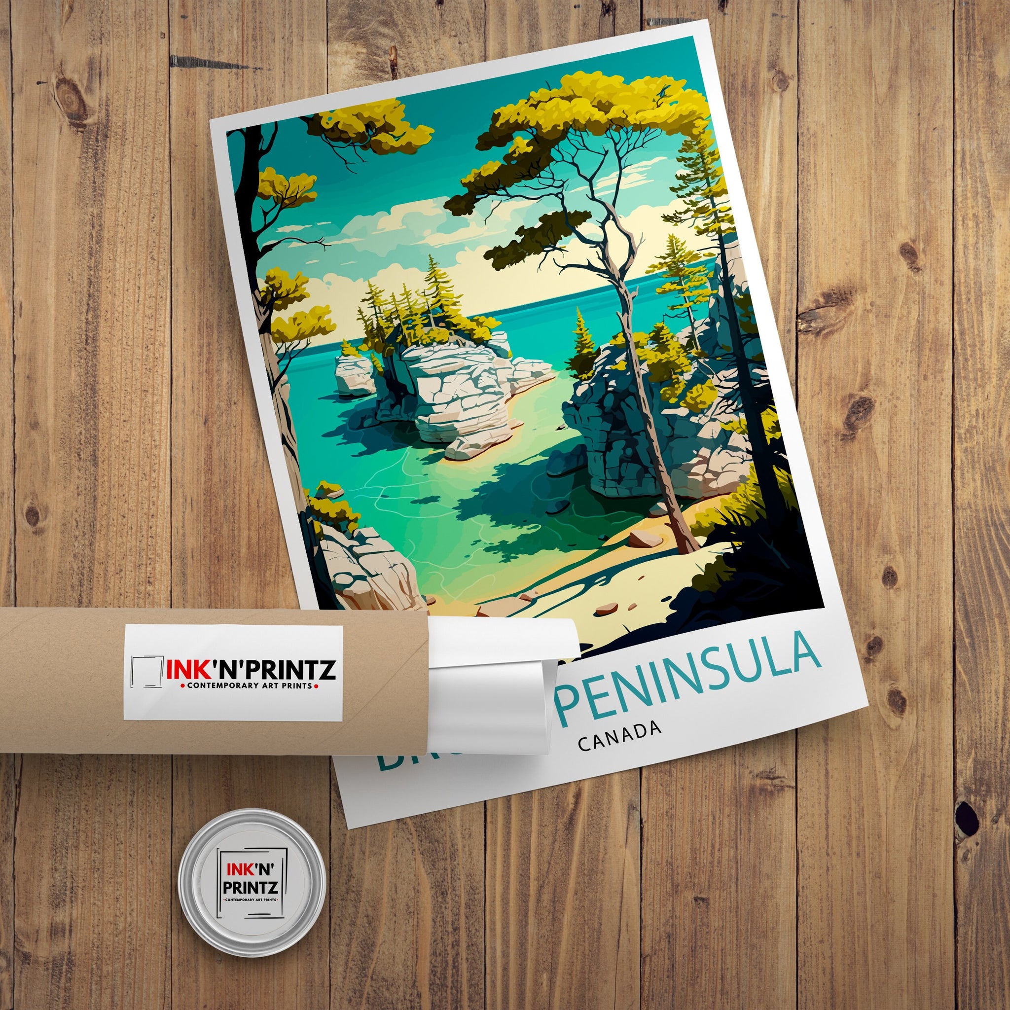 Bruce Peninsula National Park Travel Poster, Canada Landscape Art