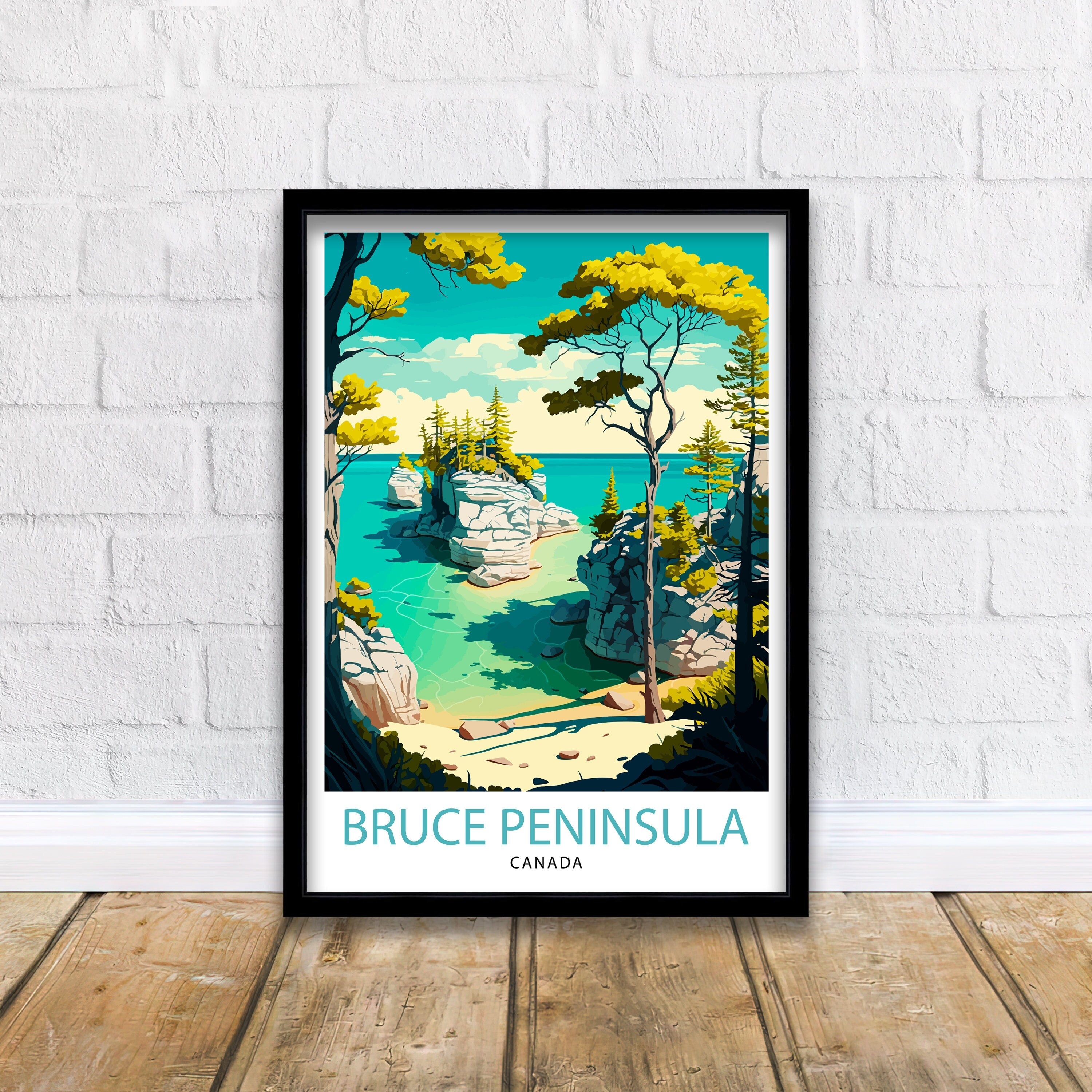 Bruce Peninsula National Park Travel Poster, Canada Landscape Art