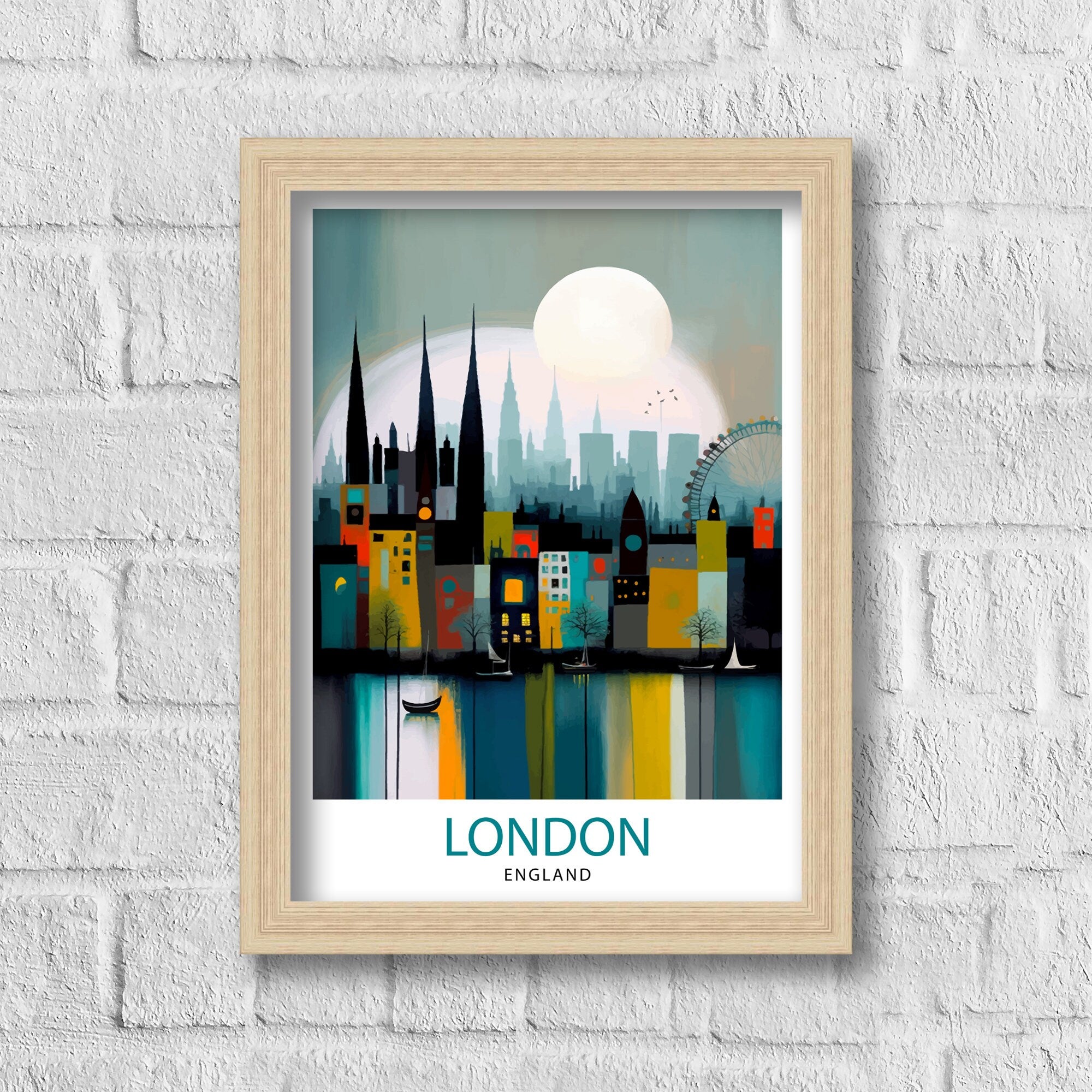 London Travel Poster, England Cityscape Art Print
