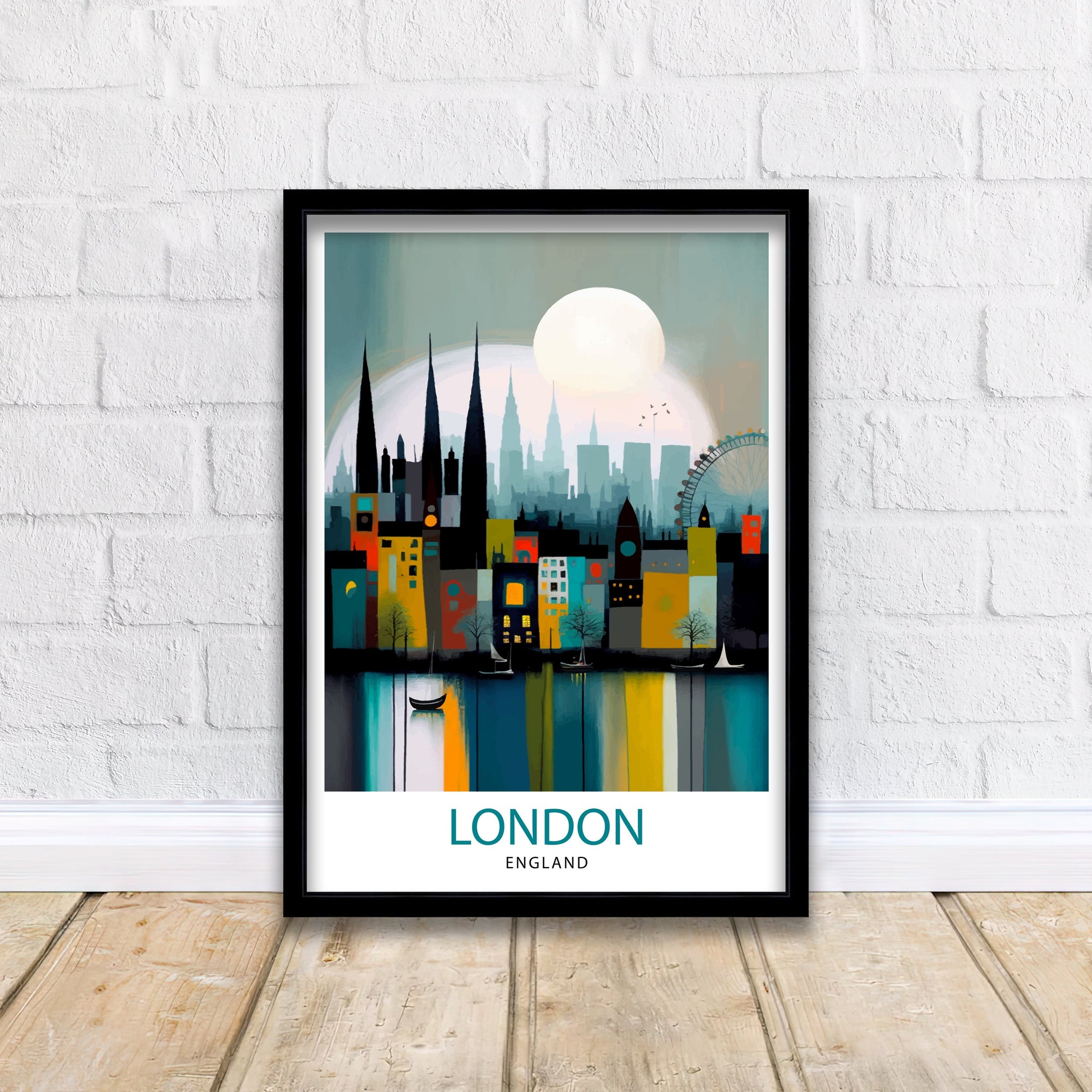 London Travel Poster, England Cityscape Art Print