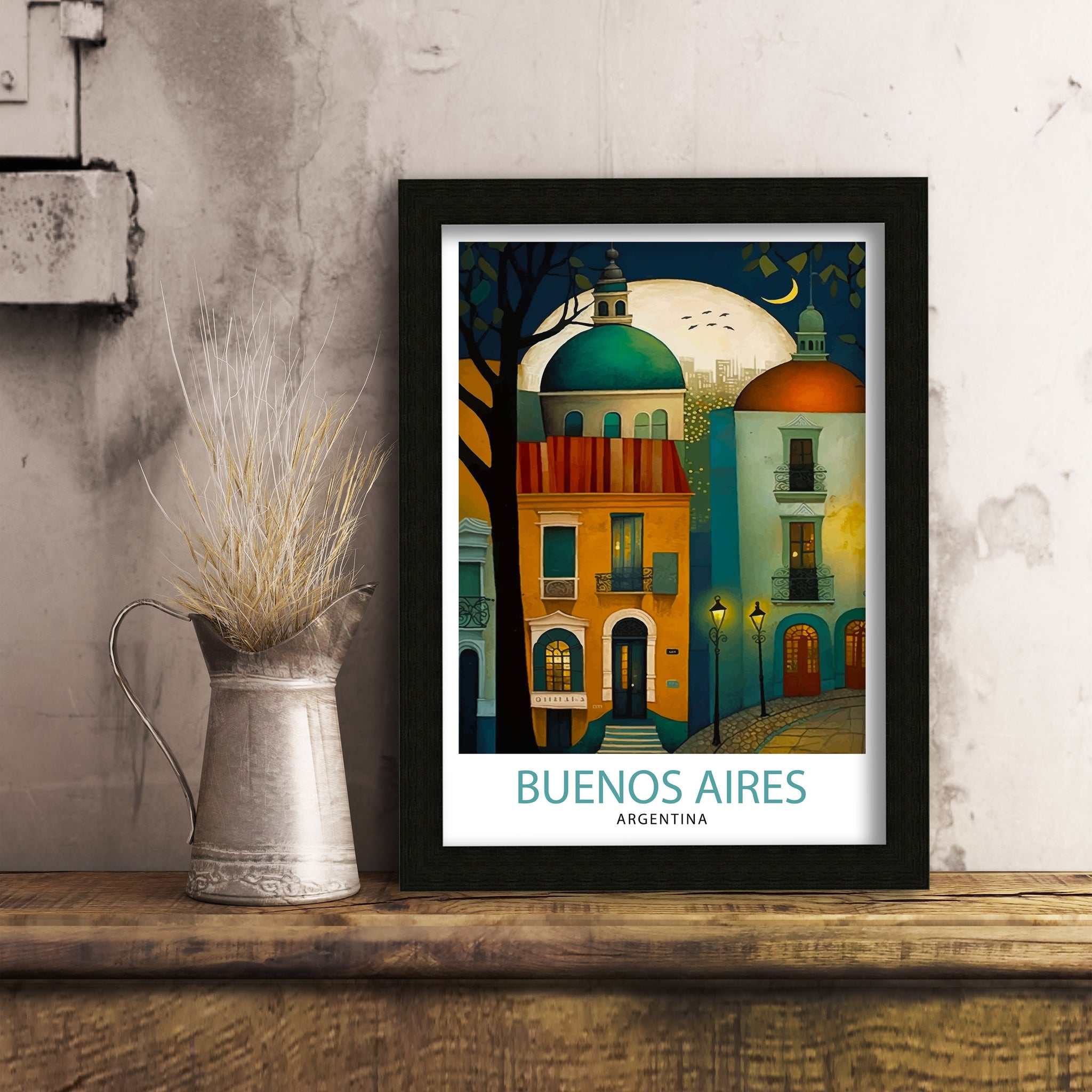 Buenos Aires Argentina Travel Poster – Colorful City Art Print