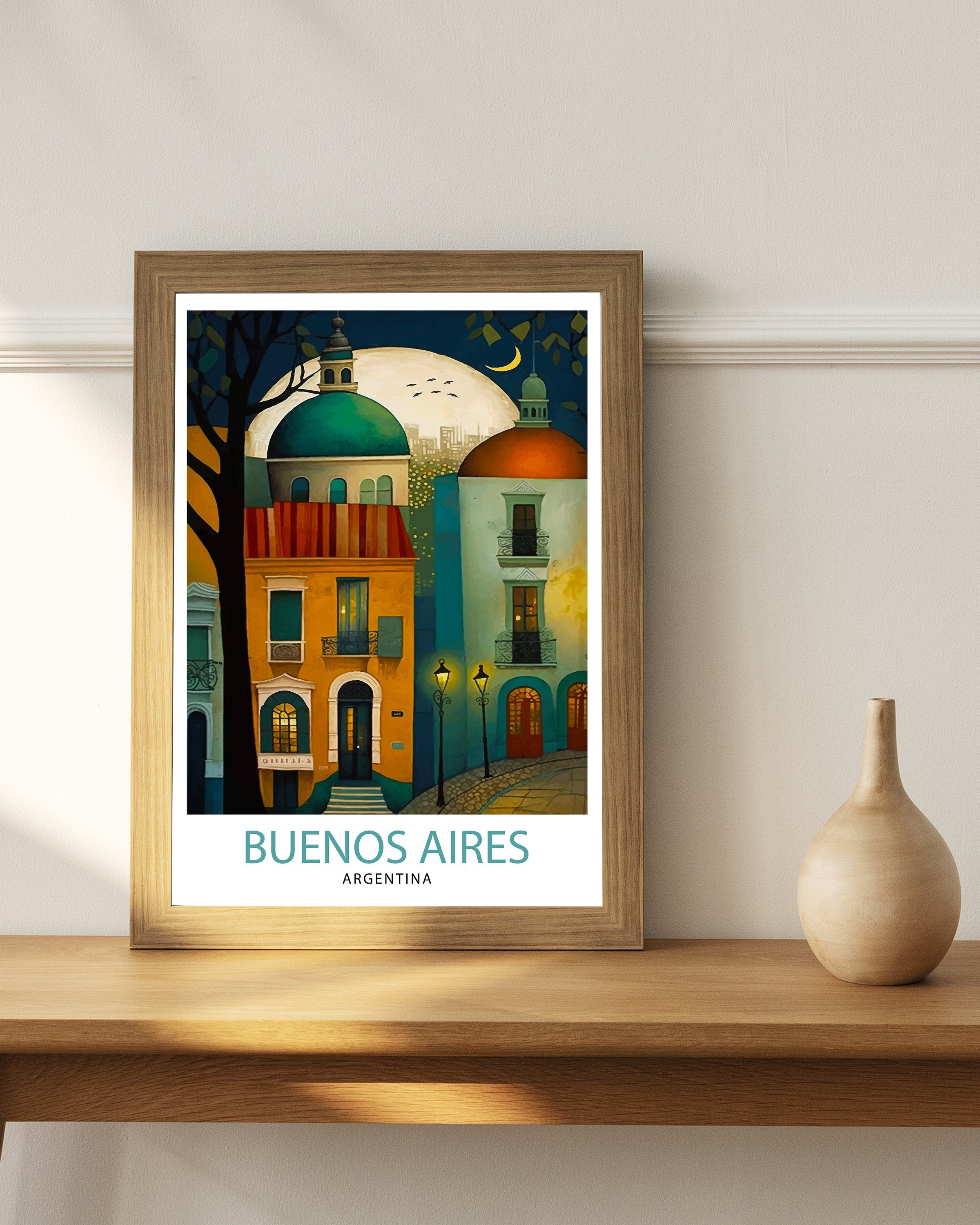 Buenos Aires Argentina Travel Poster – Colorful City Art Print