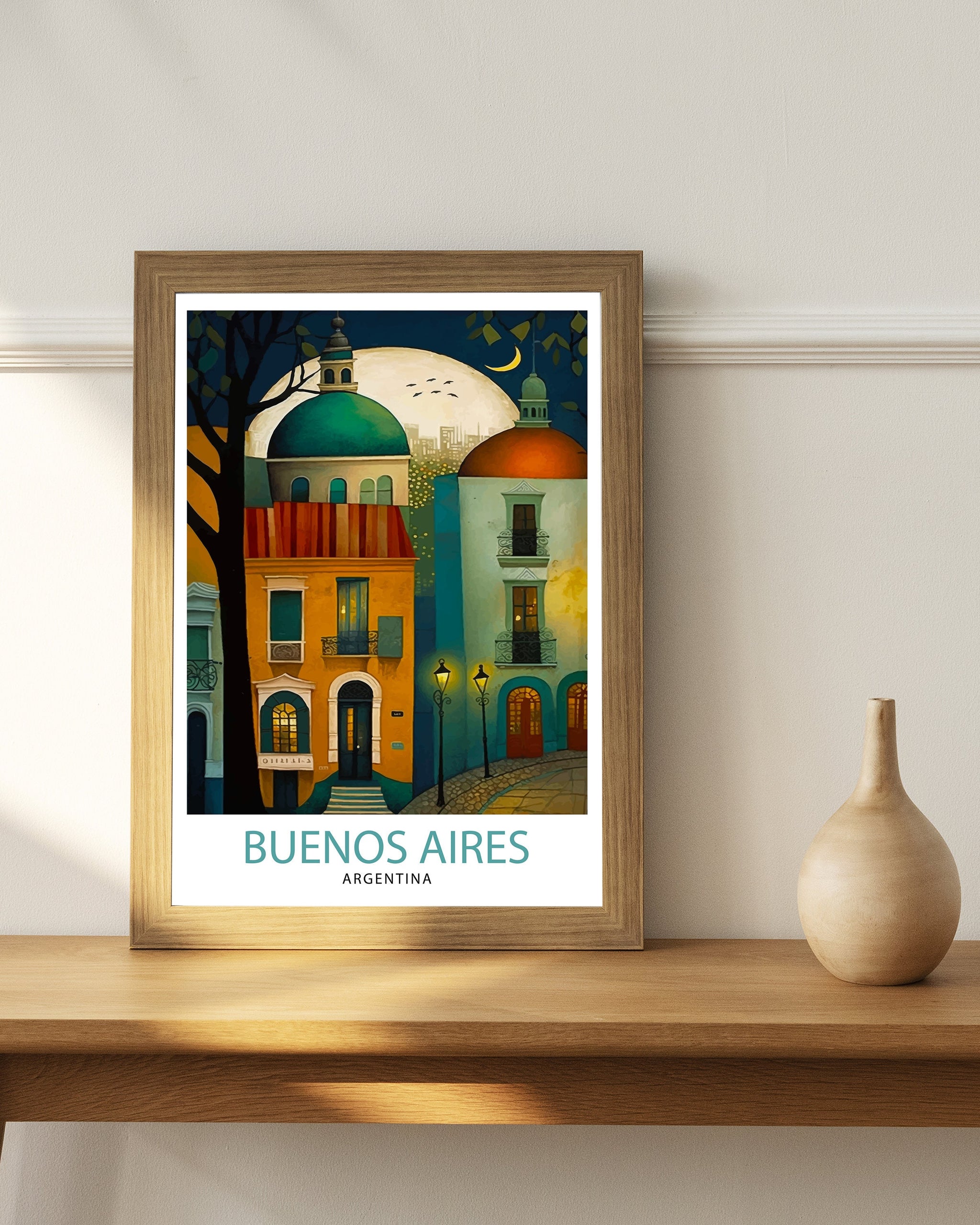 Buenos Aires Argentina Travel Poster – Colorful City Art Print