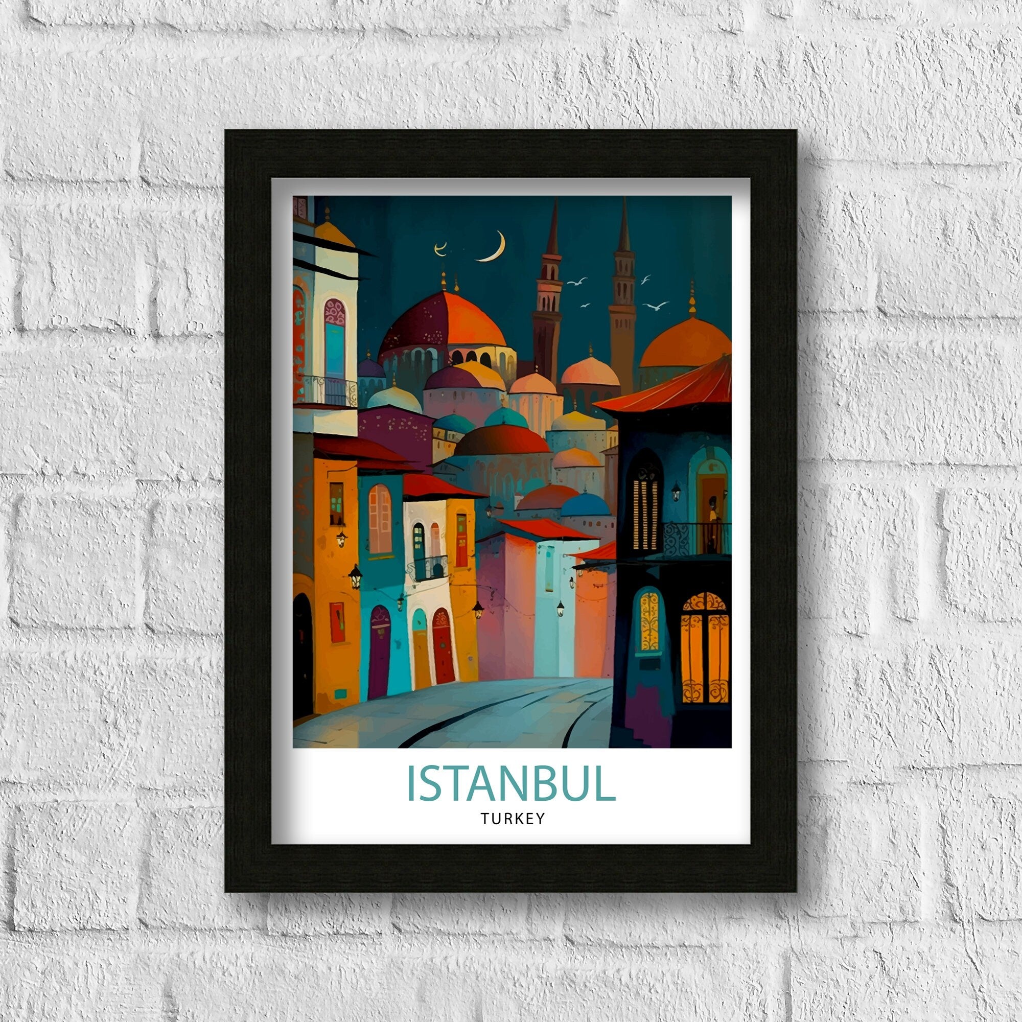 Istanbul Travel Print, Colorful Turkish Illustration