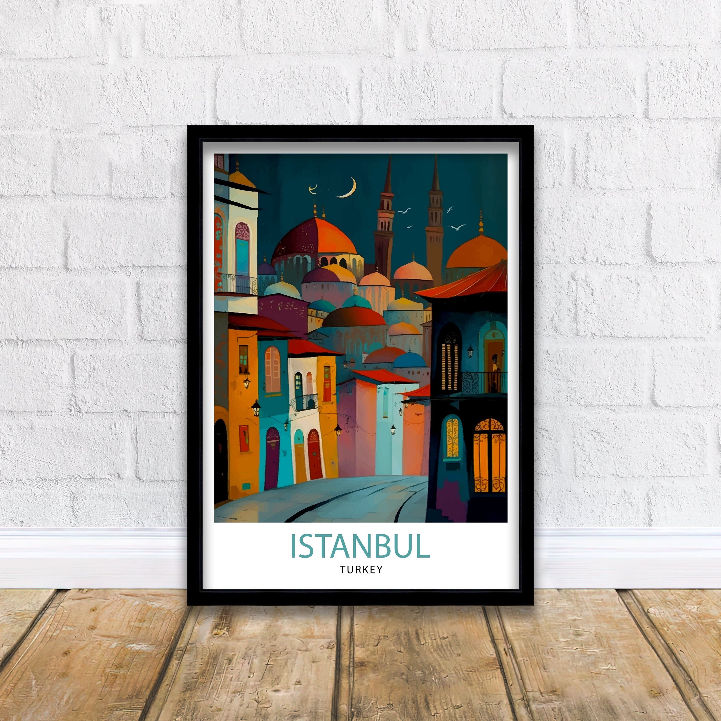 Istanbul Travel Print, Colorful Turkish Illustration