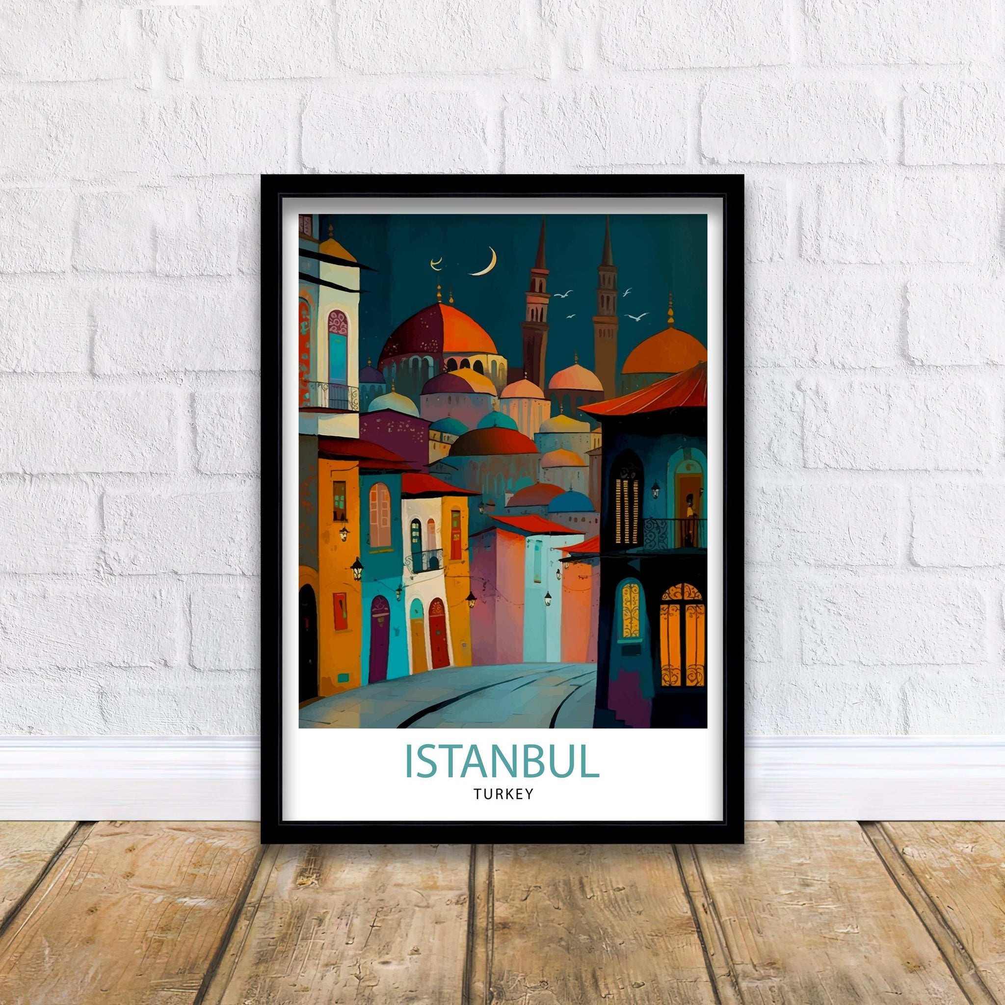Istanbul Travel Print, Colorful Turkish Illustration