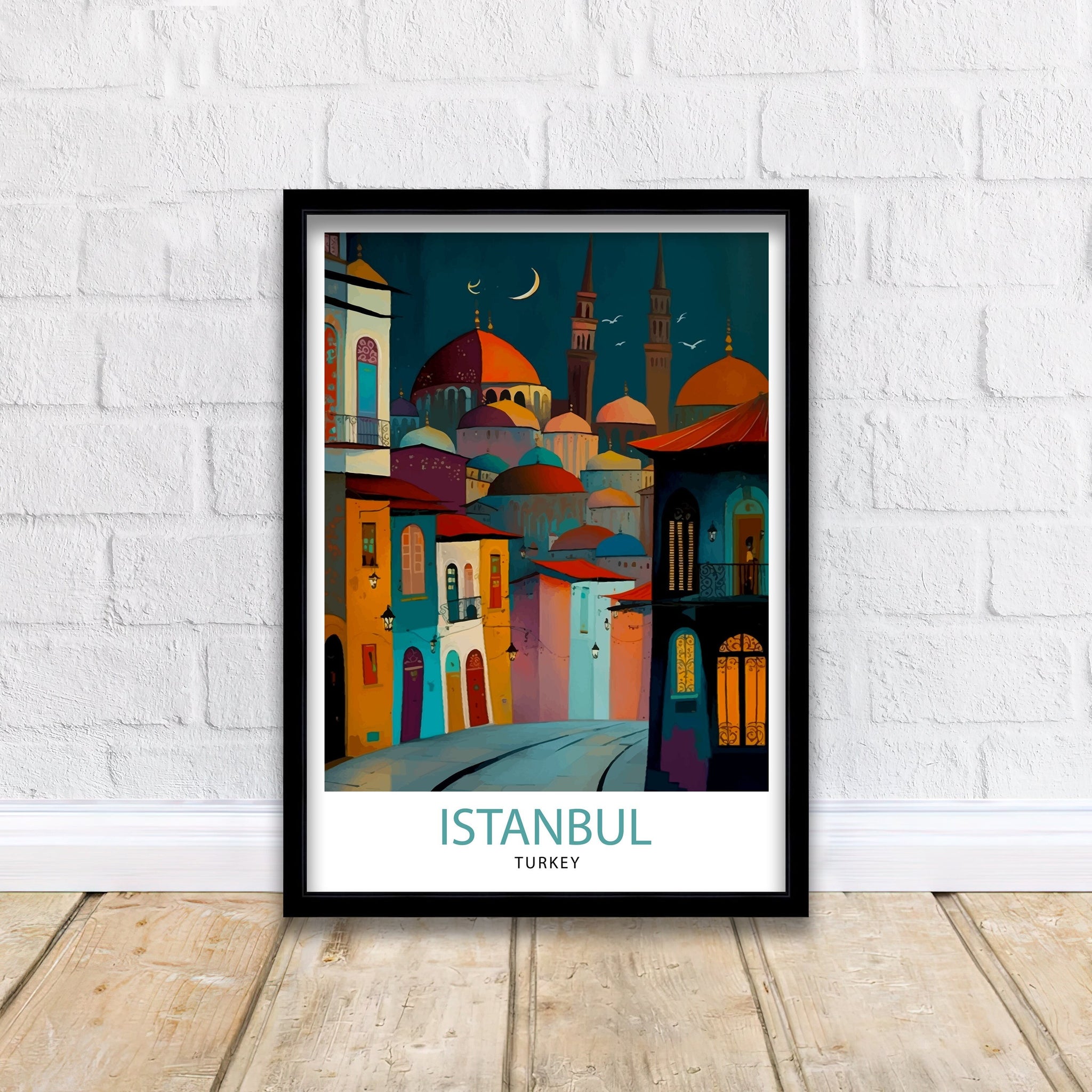 Istanbul Travel Print, Colorful Turkish Illustration