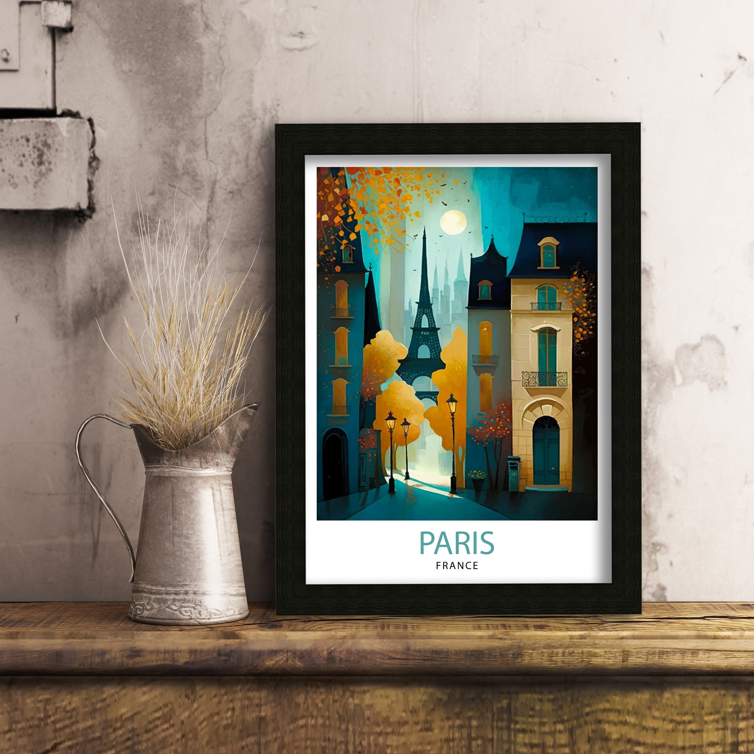 Eiffel Tower Paris Print – France Travel Illustration, City Wall Art