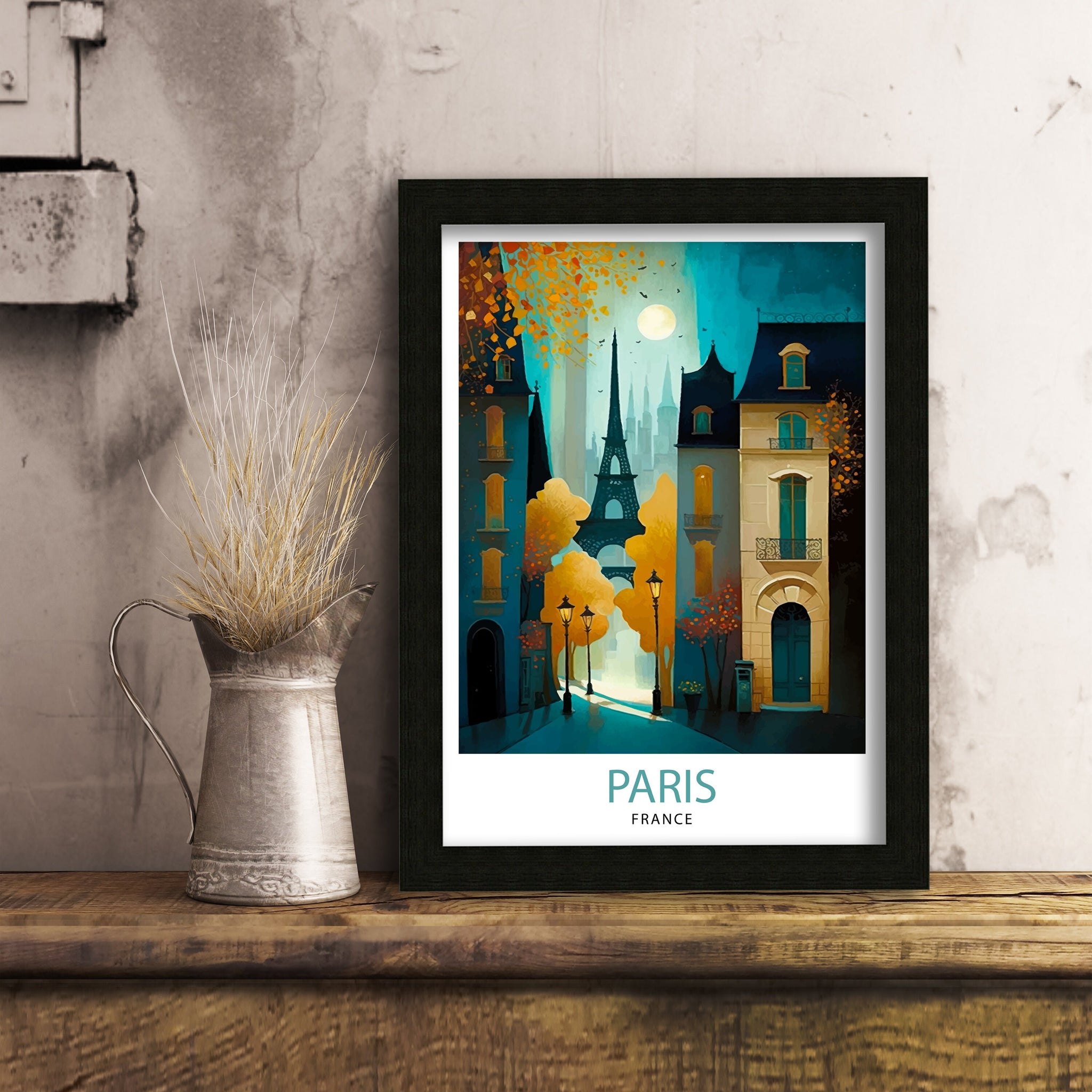 Eiffel Tower Paris Print – France Travel Illustration, City Wall Art