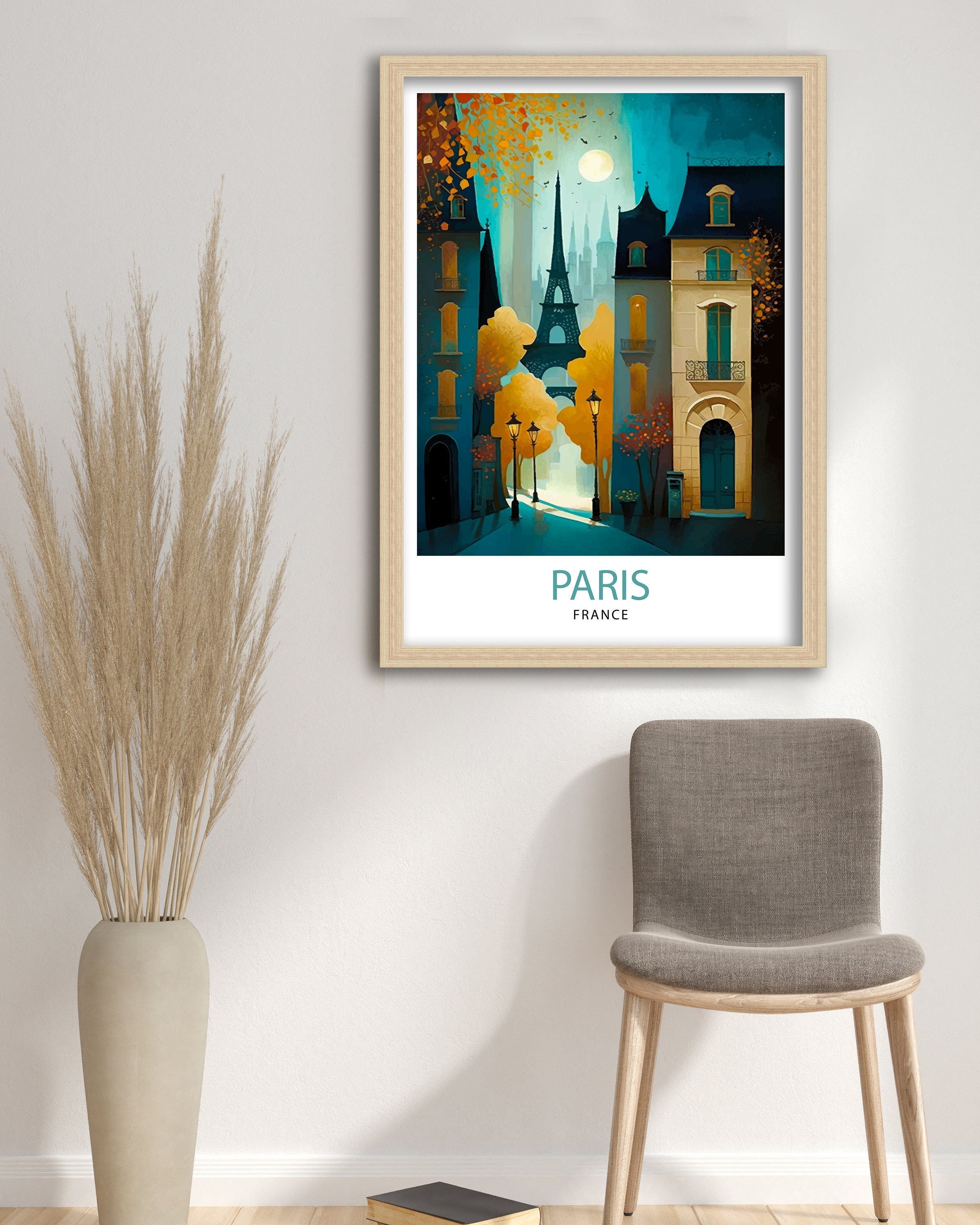 Eiffel Tower Paris Print – France Travel Illustration, City Wall Art