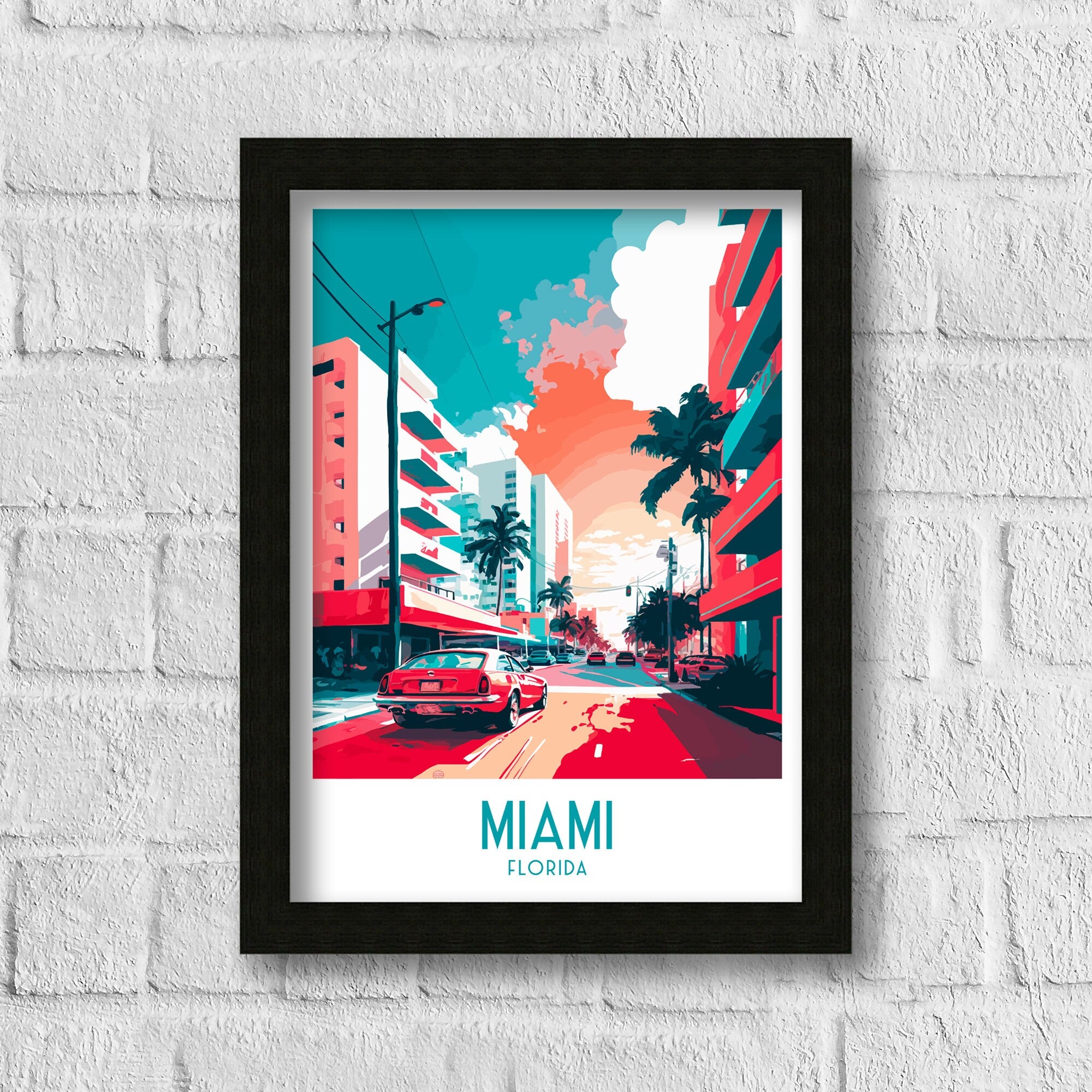 Miami Travel Poster | Vibrant Florida Illustration