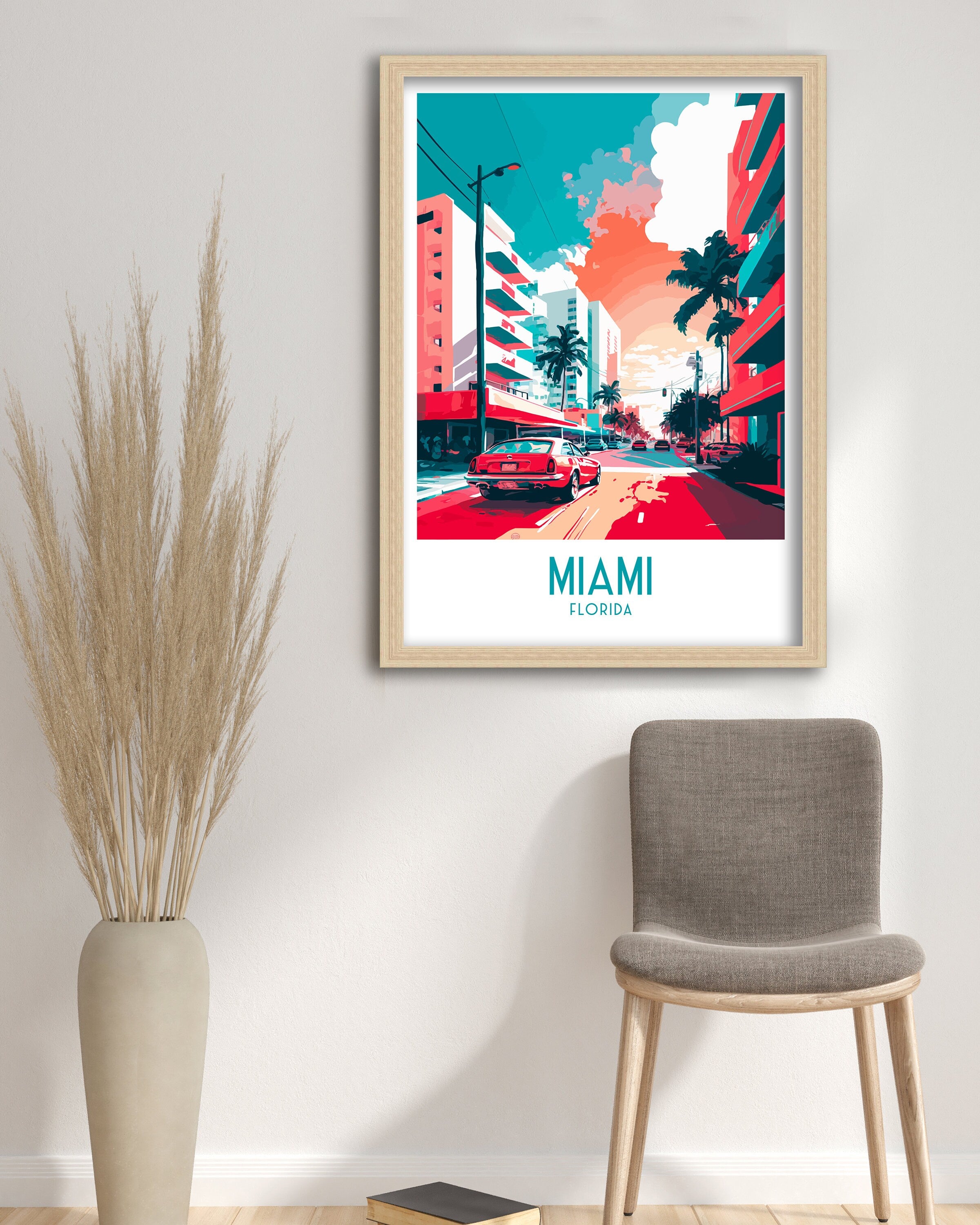 Miami Travel Poster | Vibrant Florida Illustration