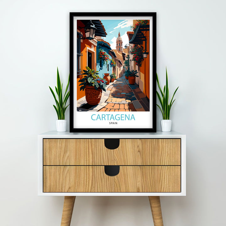 Cartagena Spain Travel Poster Cartagena Wall Art Spain Travel Poster Cartagena Illustration Spain Decor, Cartagena Gift