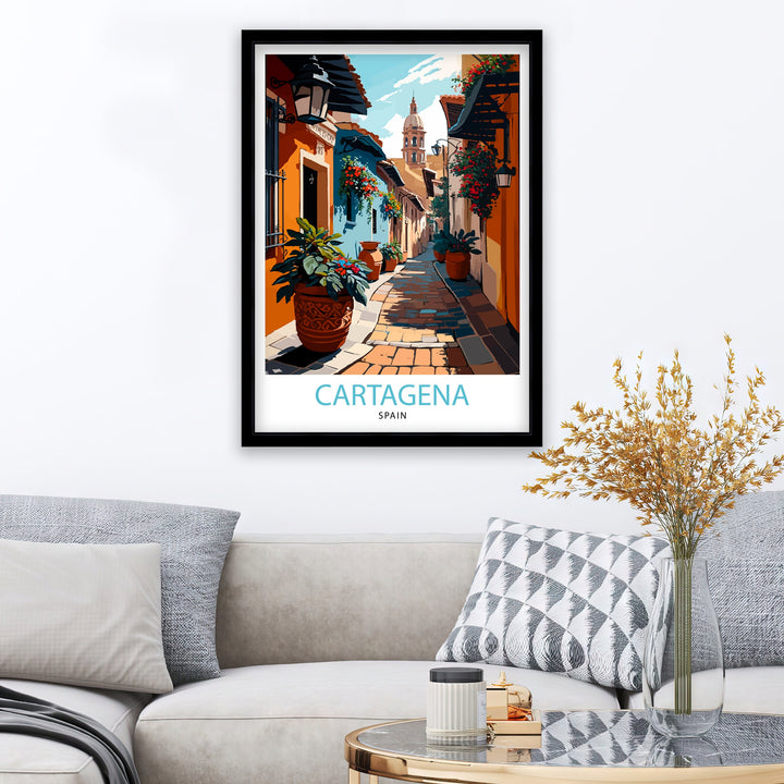 Cartagena Spain Travel Poster Cartagena Wall Art Spain Travel Poster Cartagena Illustration Spain Decor, Cartagena Gift