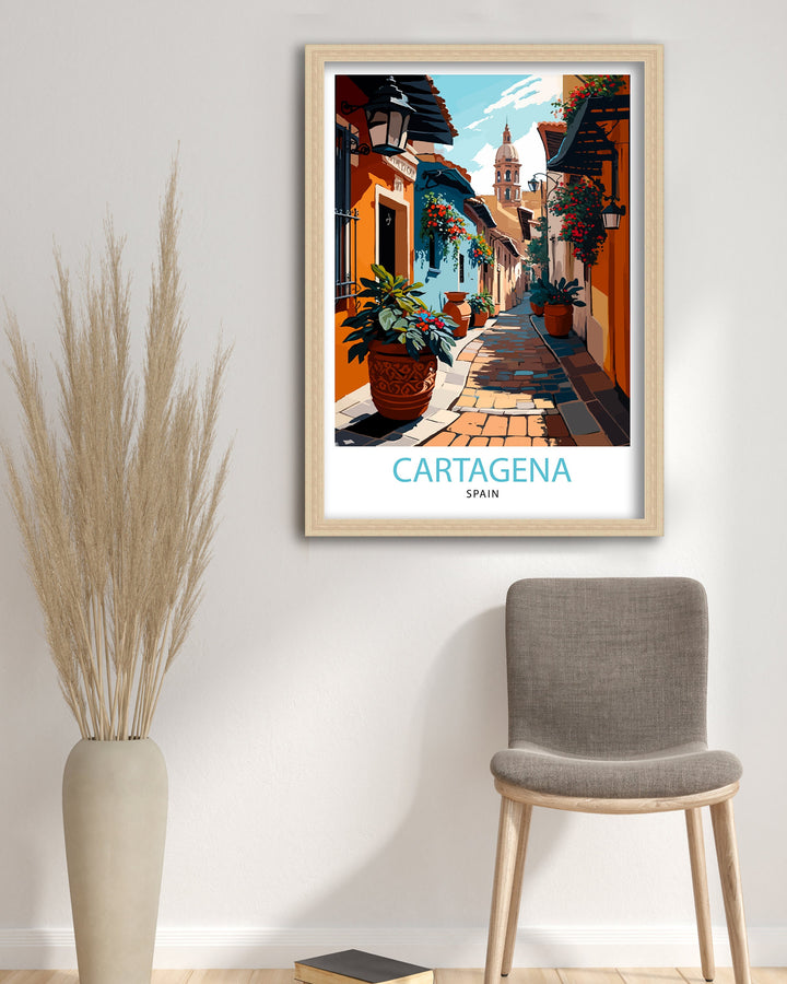 Cartagena Spain Travel Poster Cartagena Wall Art Spain Travel Poster Cartagena Illustration Spain Decor, Cartagena Gift