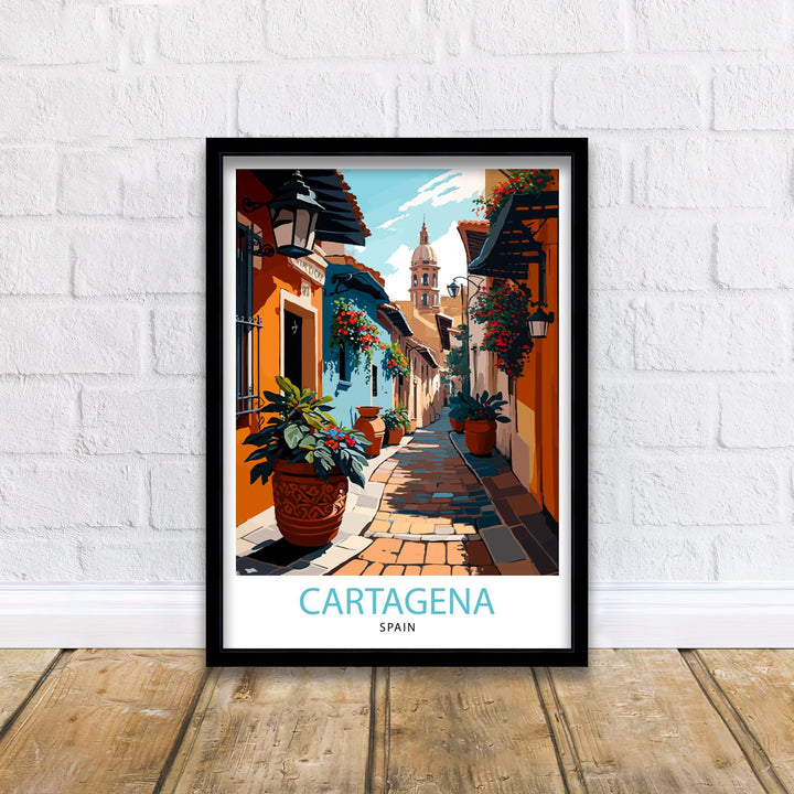 Cartagena Spain Travel Poster Cartagena Wall Art Spain Travel Poster Cartagena Illustration Spain Decor, Cartagena Gift