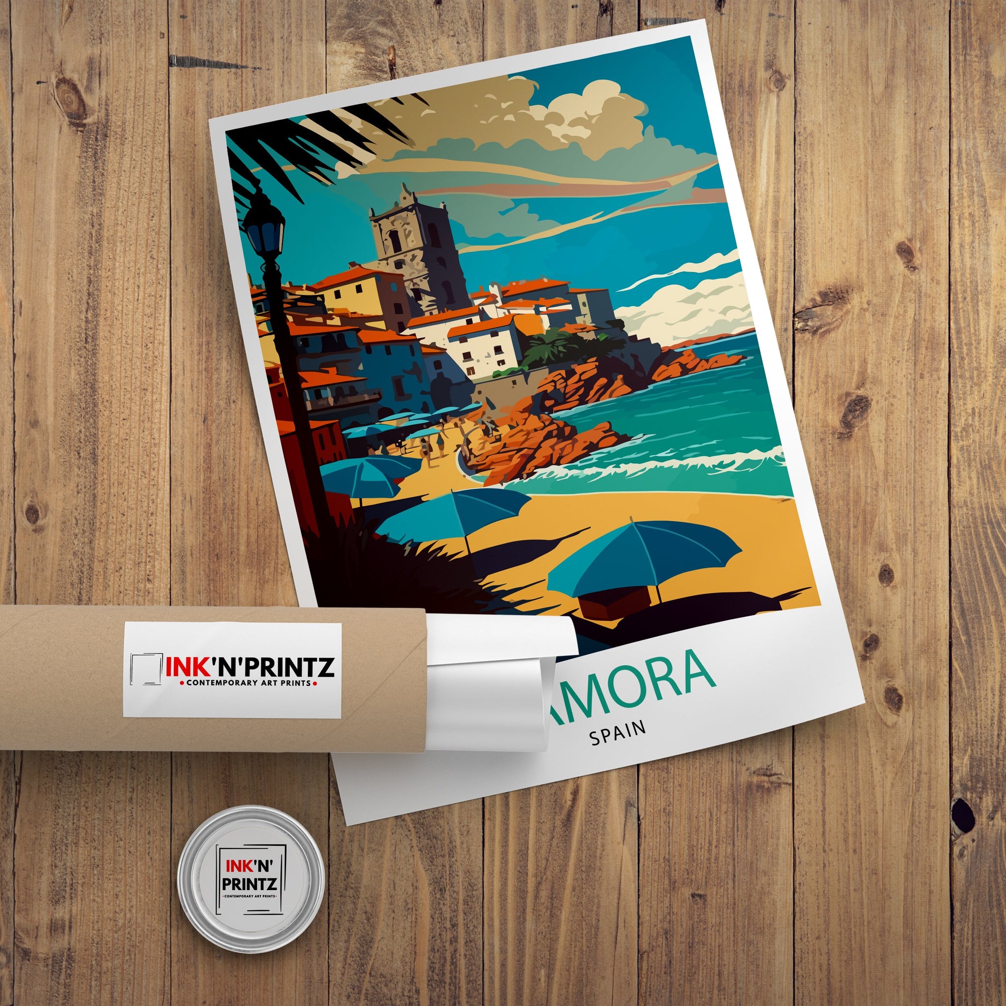 Zamora Spain Travel Print, Illustrated Cityscape