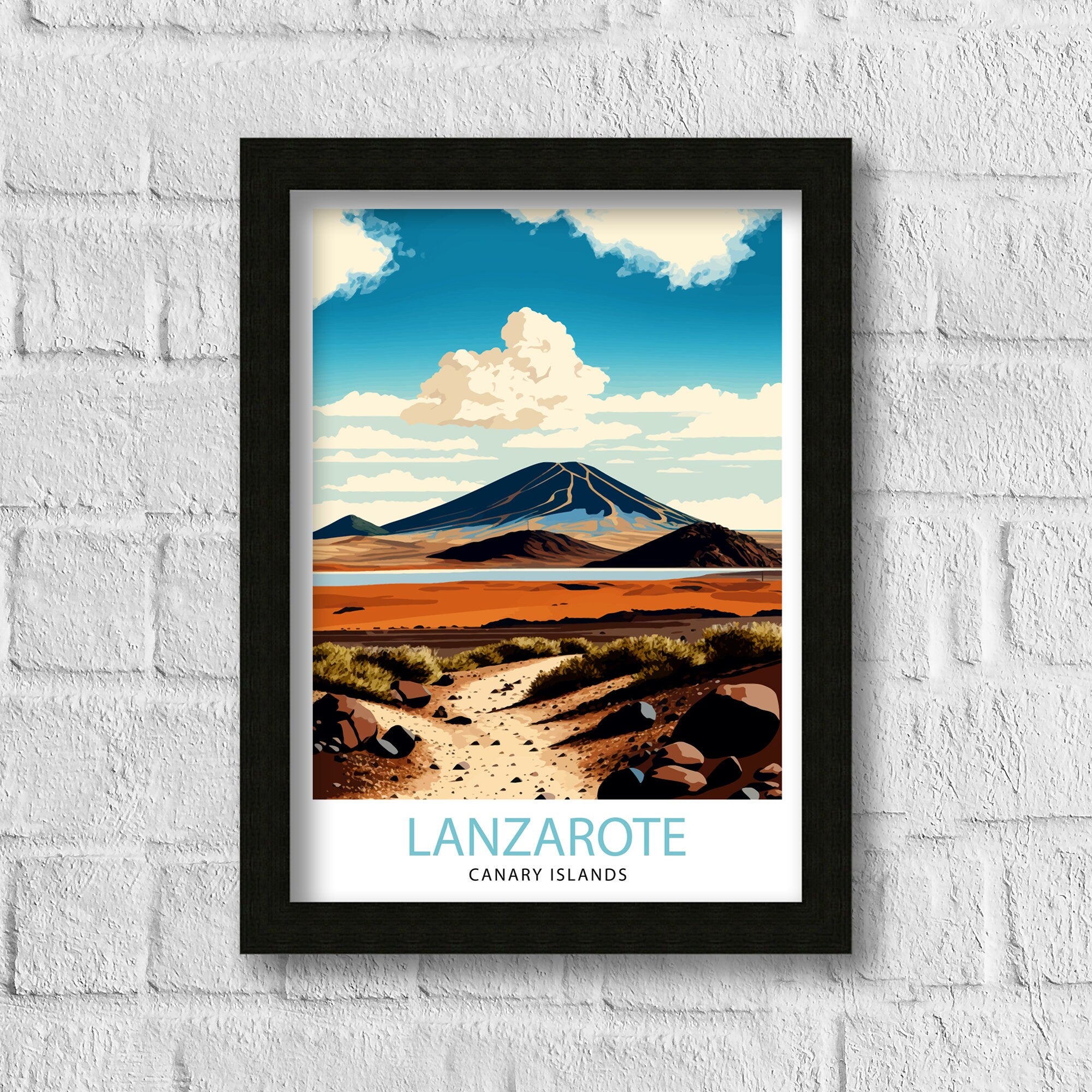 Lanzarote Travel Poster: Spain Landscape Art Print