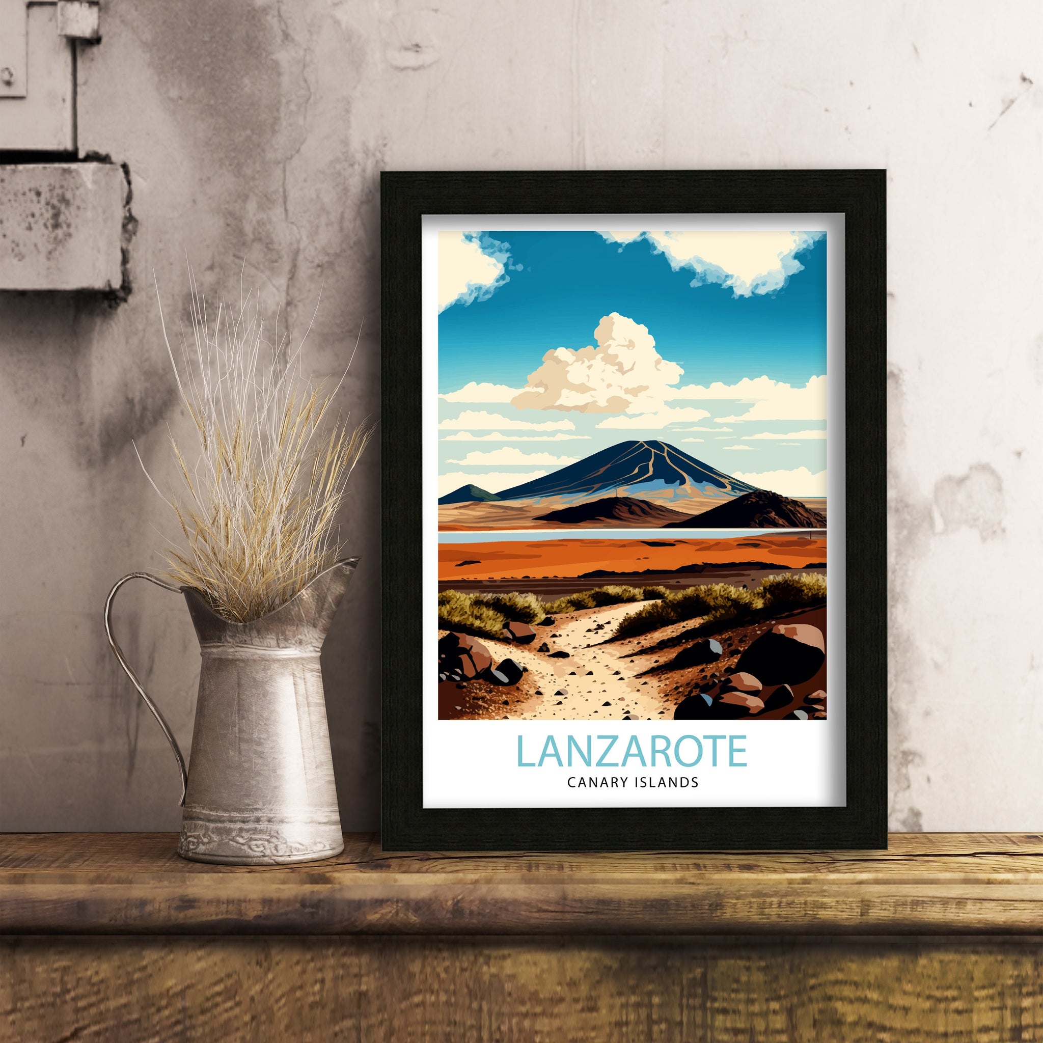 Lanzarote Travel Poster: Spain Landscape Art Print