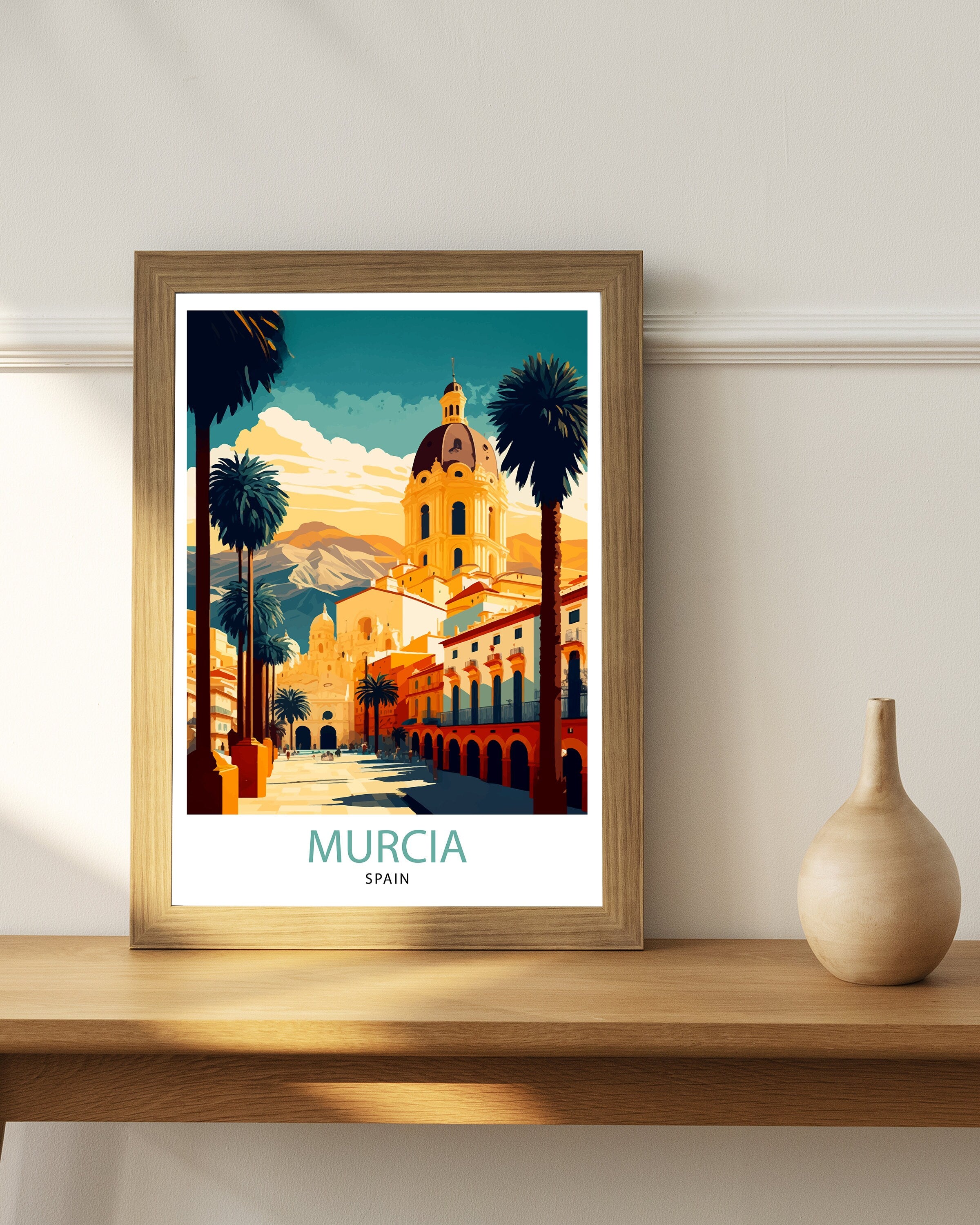 Murcia Spain Travel Poster, Cityscape Art Print
