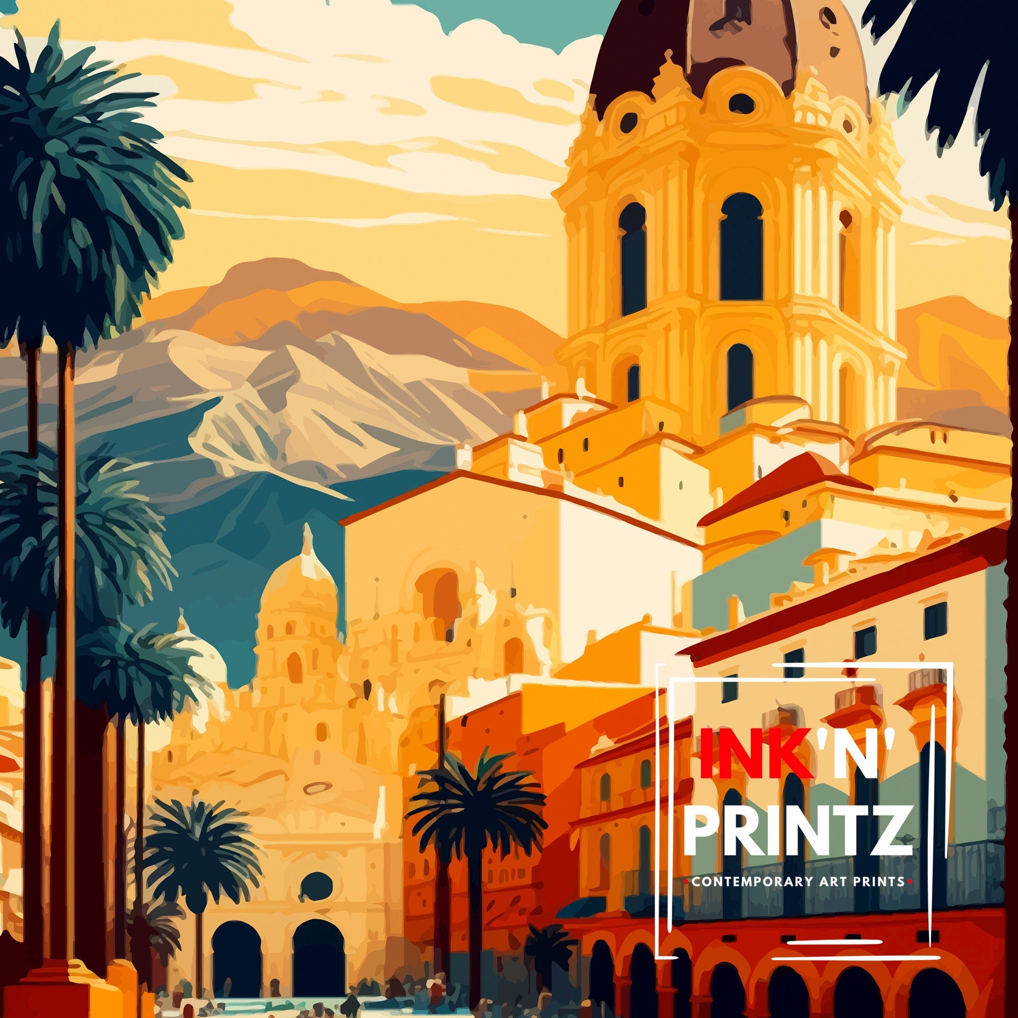 Murcia Spain Travel Poster, Cityscape Art Print