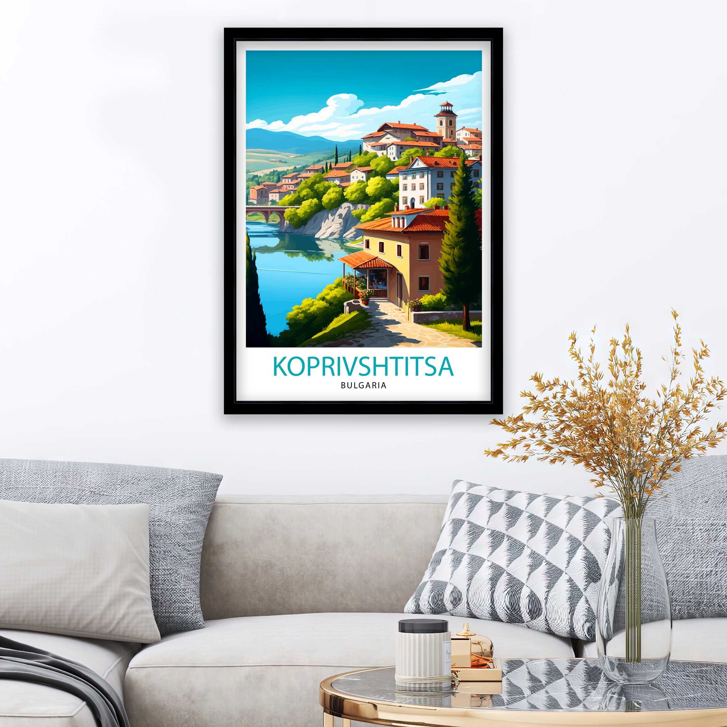 Koprivshtitsa Bulgaria Travel Print, Illustrated Home Decor