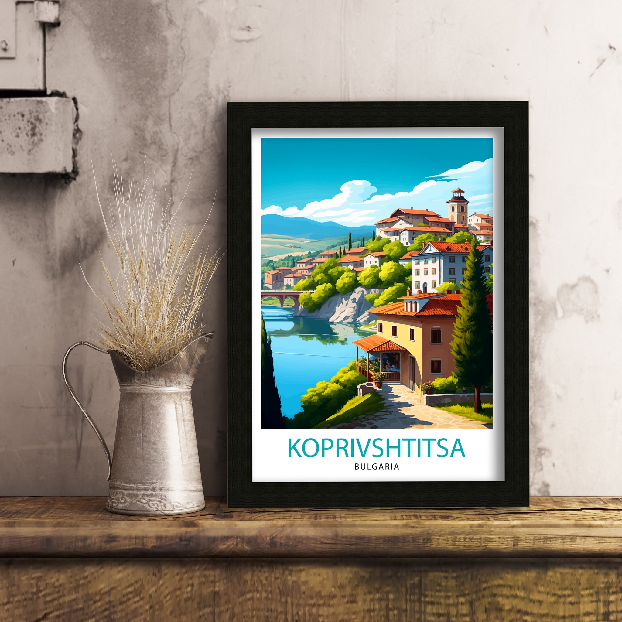 Koprivshtitsa Bulgaria Travel Print, Illustrated Home Decor