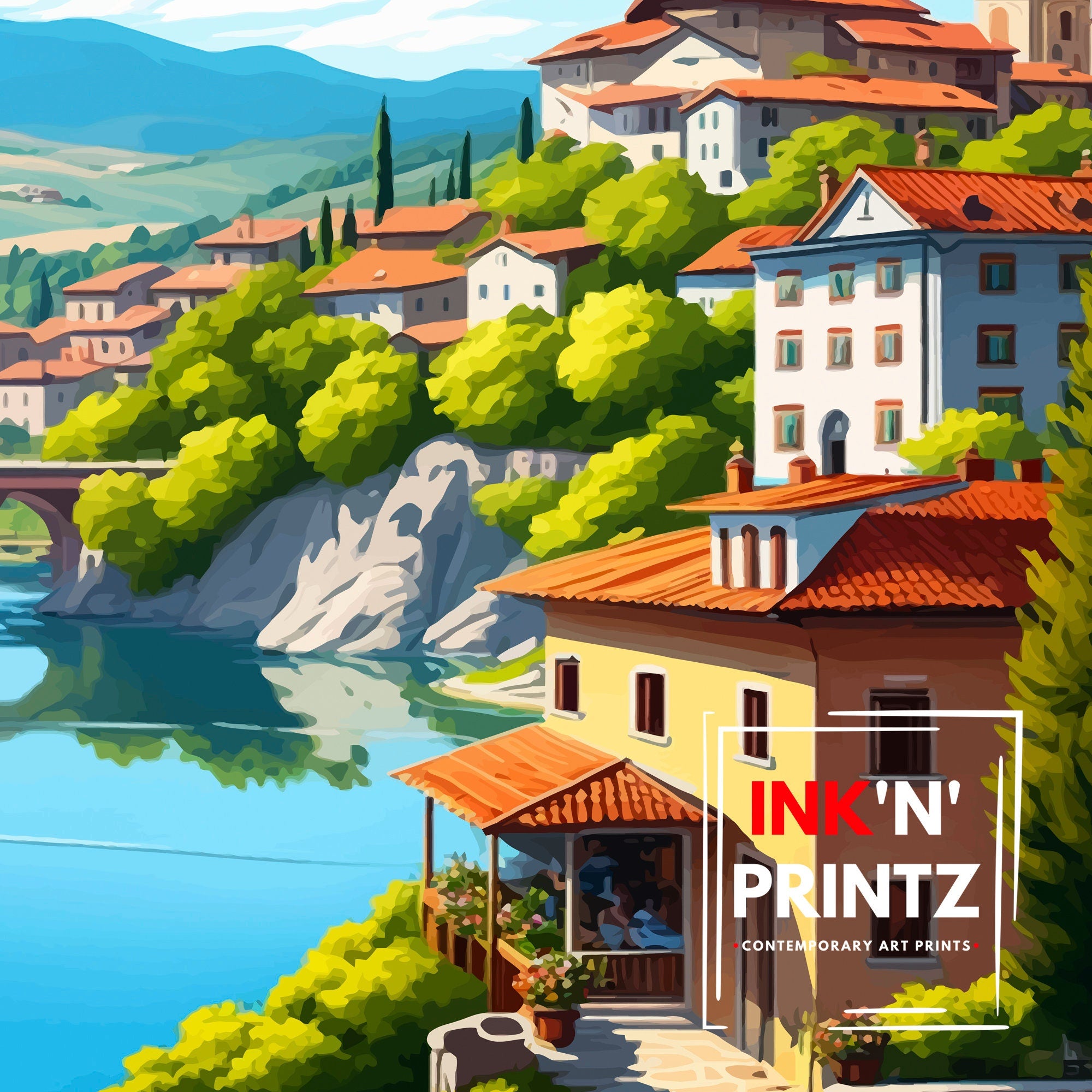 Koprivshtitsa Bulgaria Travel Print, Illustrated Home Decor