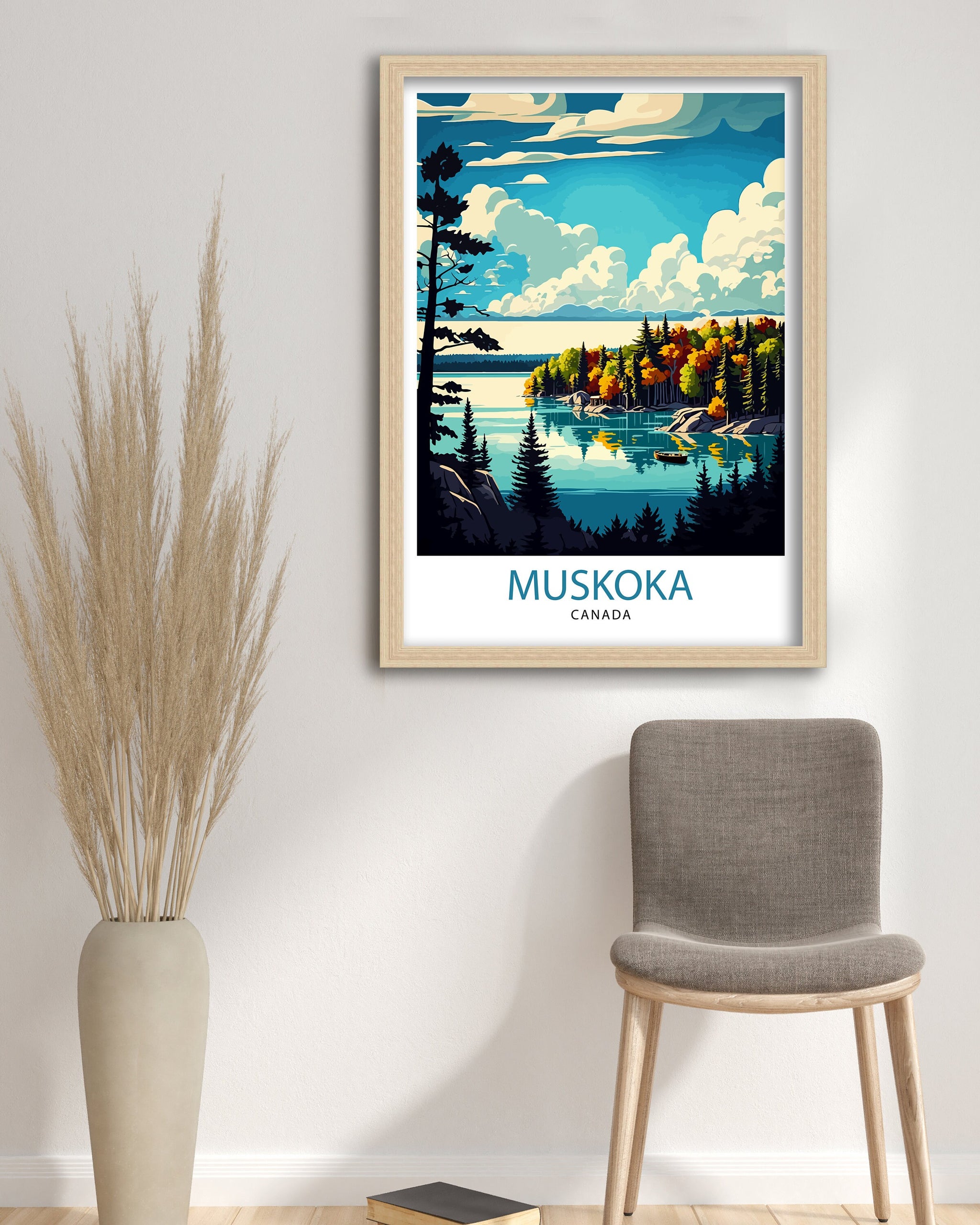 Muskoka Travel Poster, Serene Lake Landscape Art Print