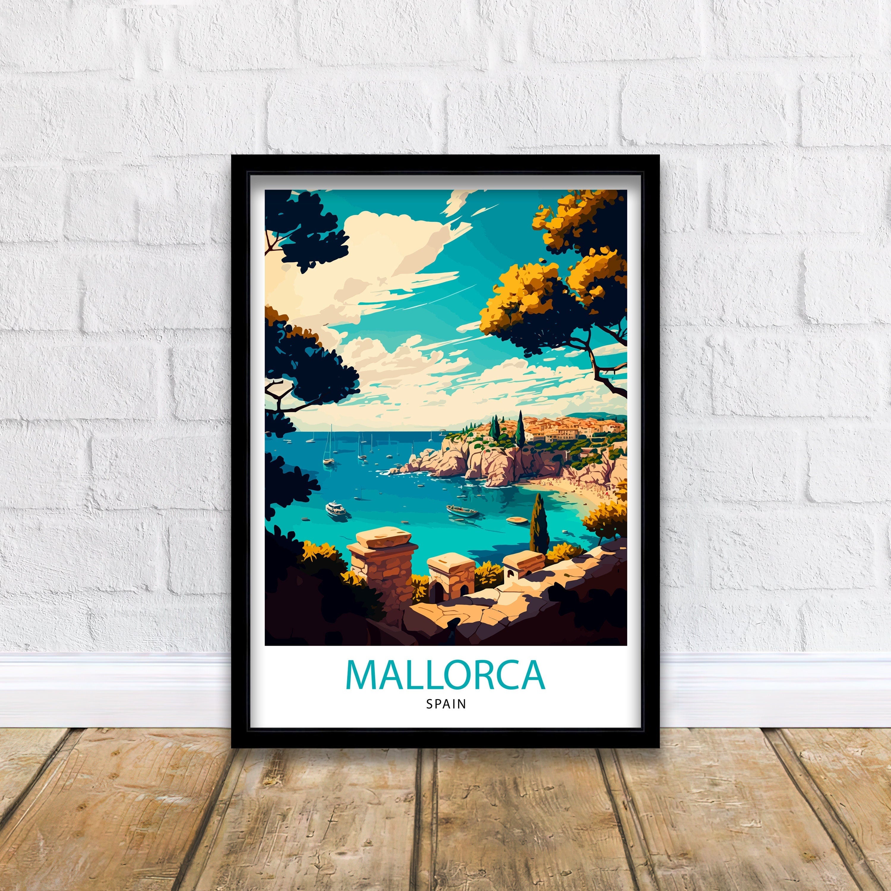 Mallorca Spain Travel Poster Print, Mediterranean Island Art