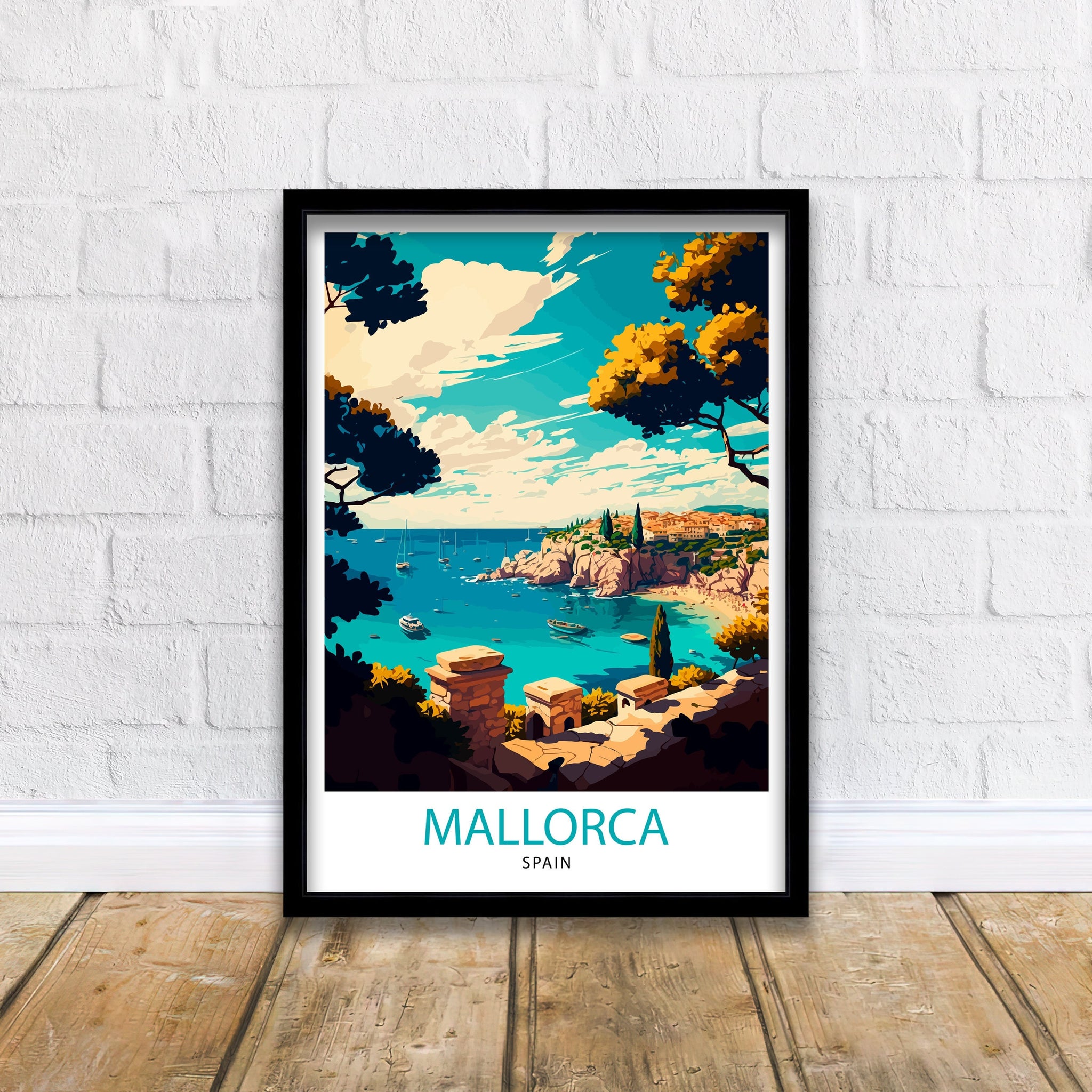 Mallorca Spain Travel Poster Print, Mediterranean Island Art