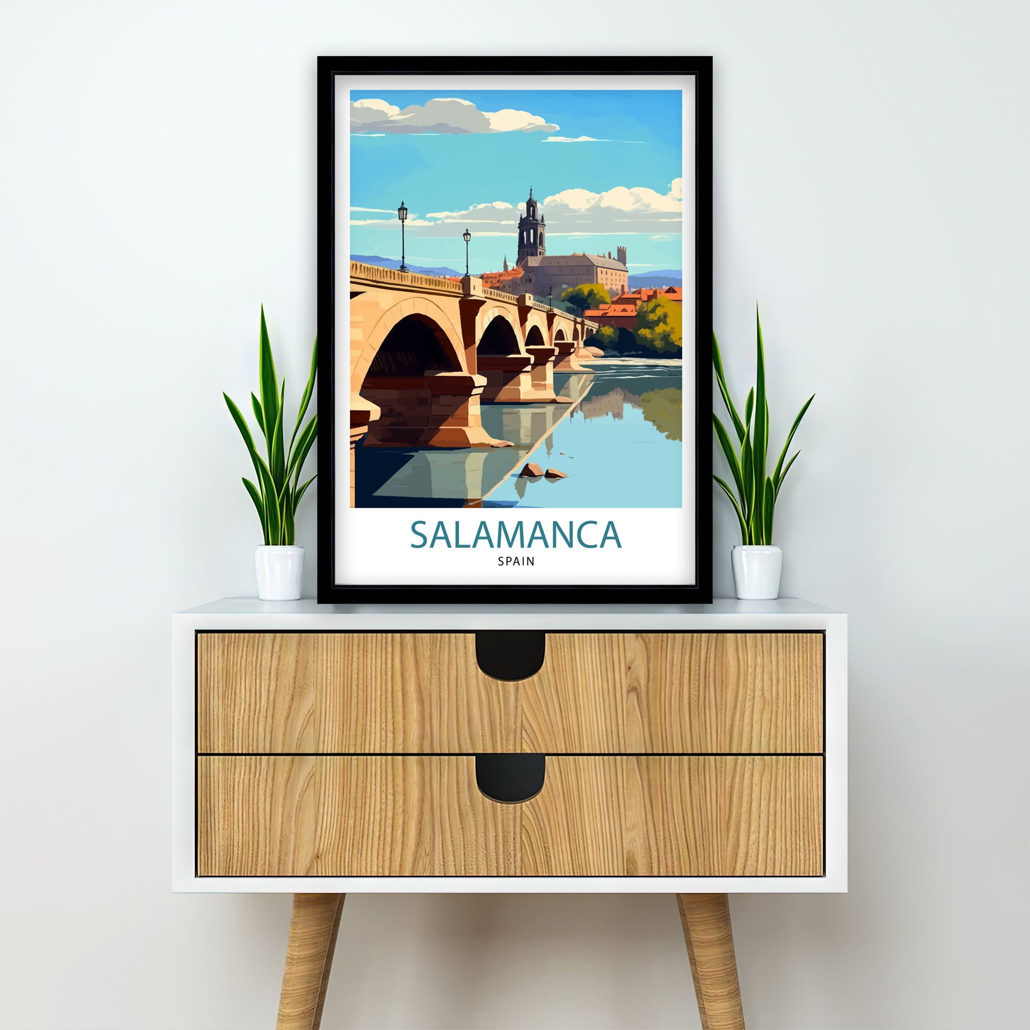 Salamanca Spain Travel Poster | Cityscape Illustration