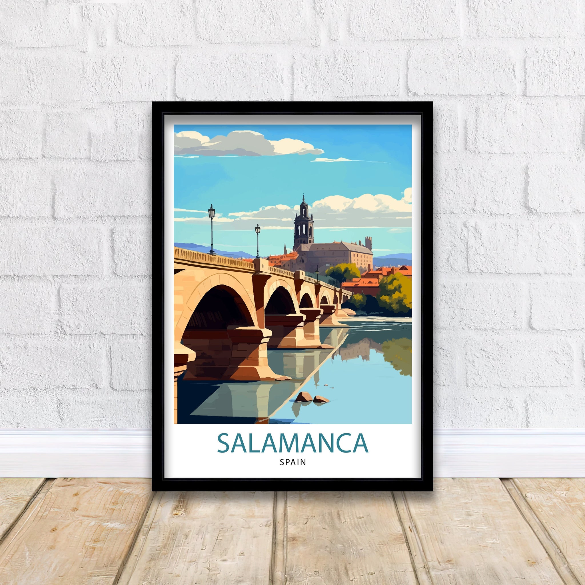 Salamanca Spain Travel Poster | Cityscape Illustration