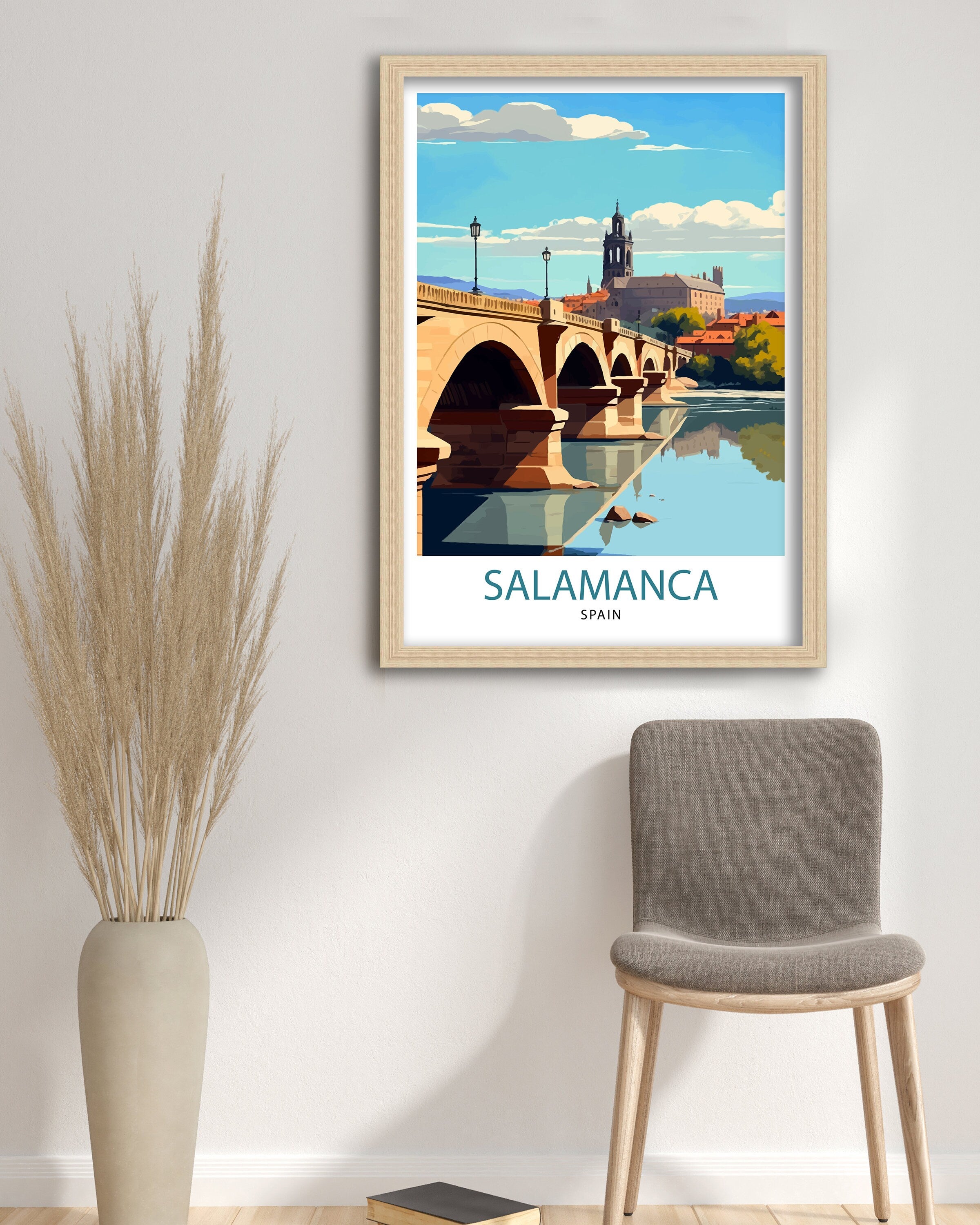 Salamanca Spain Travel Poster | Cityscape Illustration