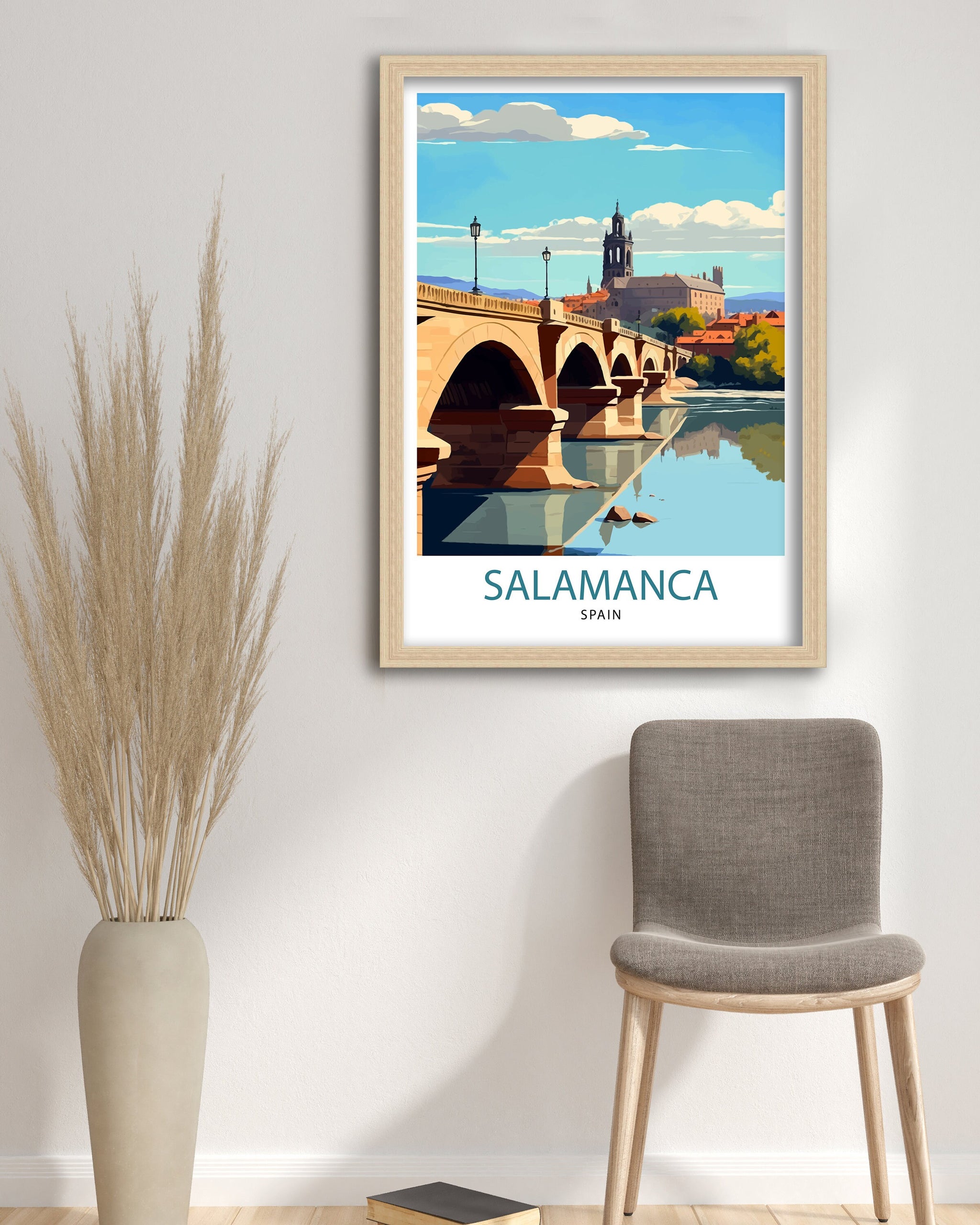 Salamanca Spain Travel Poster | Cityscape Illustration