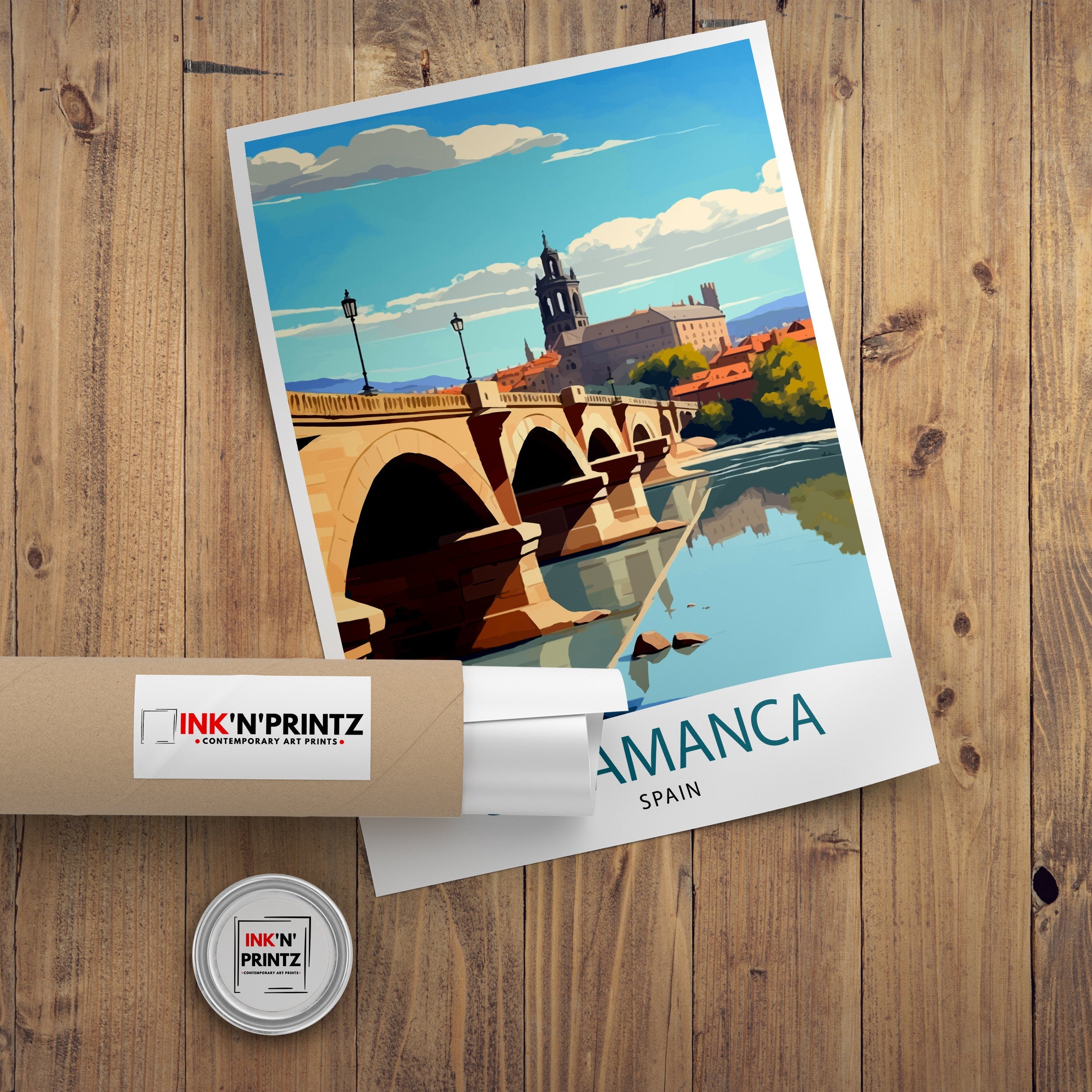 Salamanca Spain Travel Poster | Cityscape Illustration