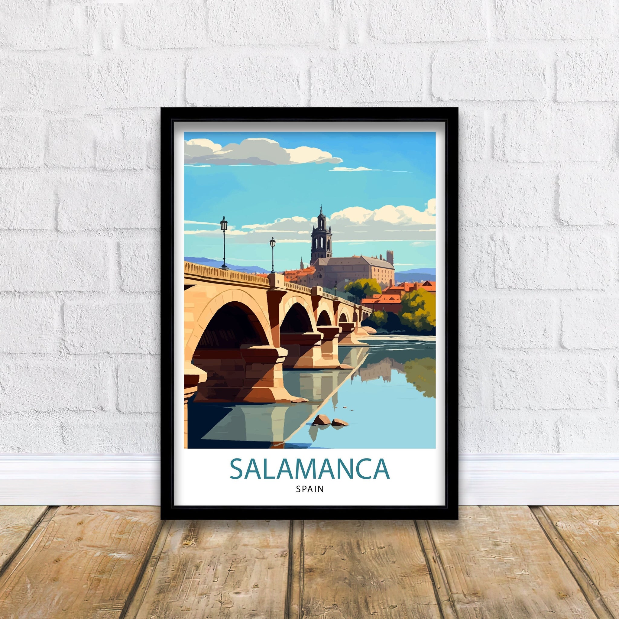 Salamanca Spain Travel Poster | Cityscape Illustration