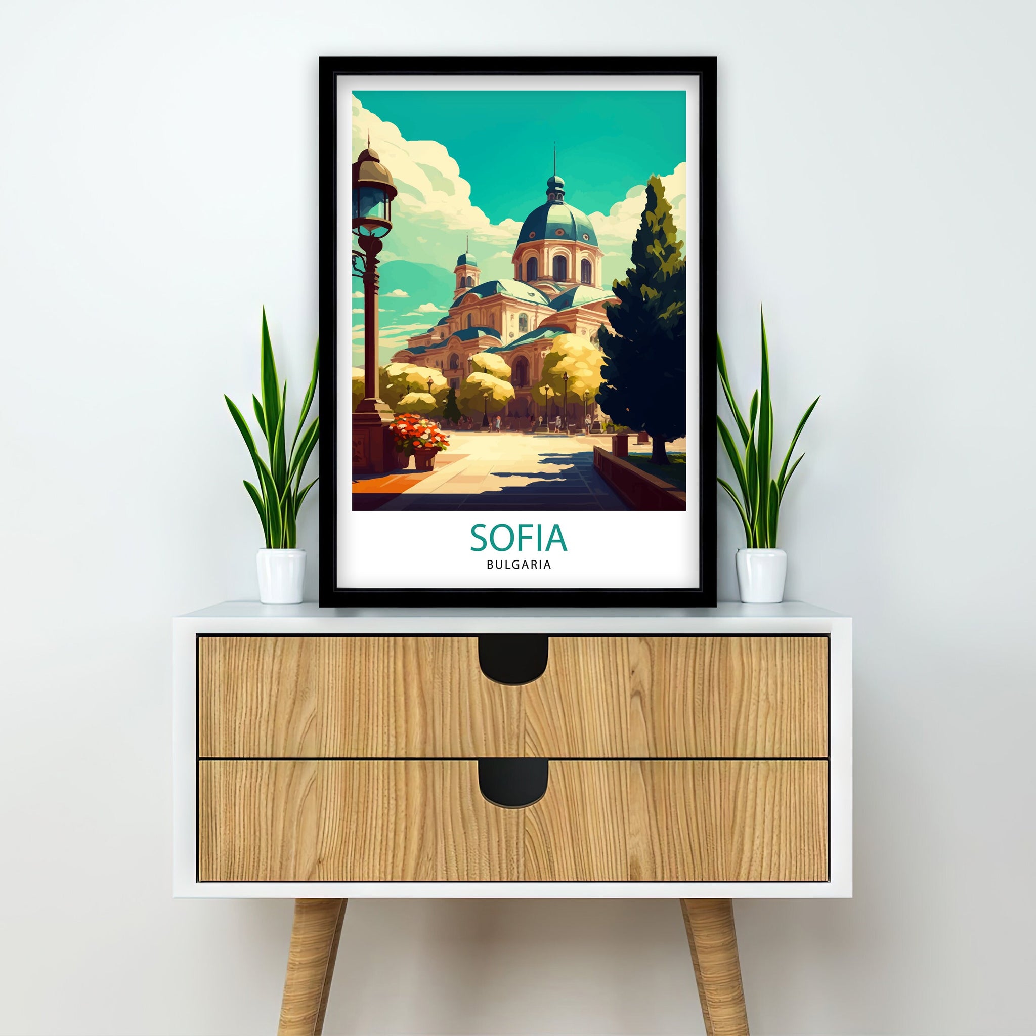 Sofia Spain Travel Print, Architectural Illustration Art