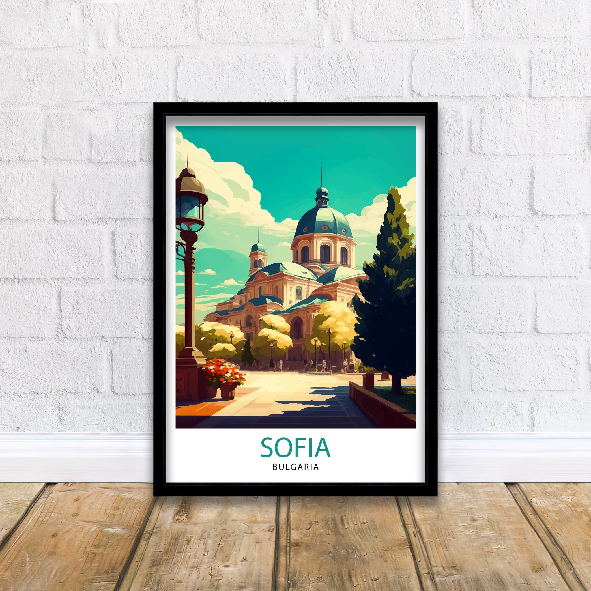 Sofia Spain Travel Print, Architectural Illustration Art
