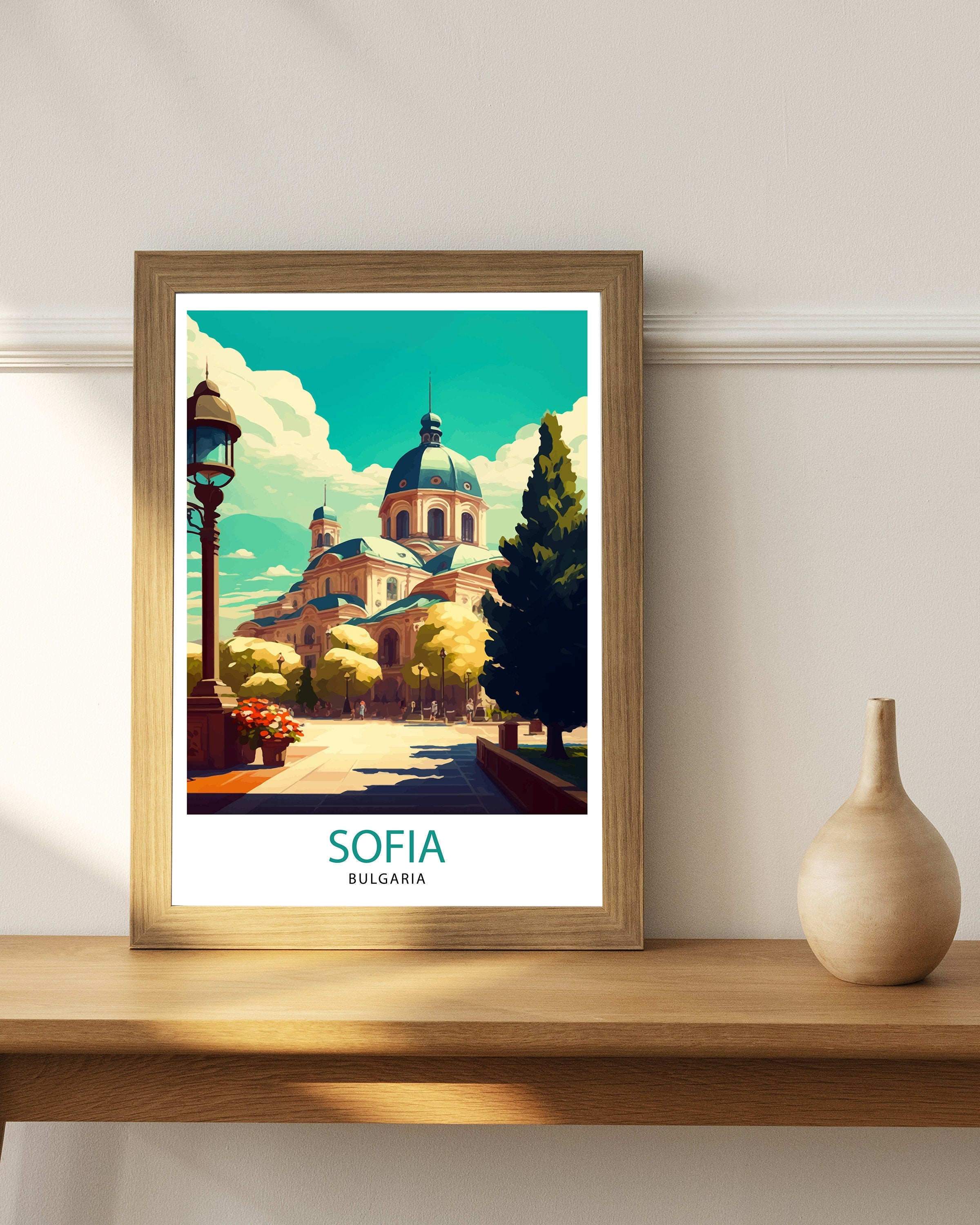 Sofia Spain Travel Print, Architectural Illustration Art